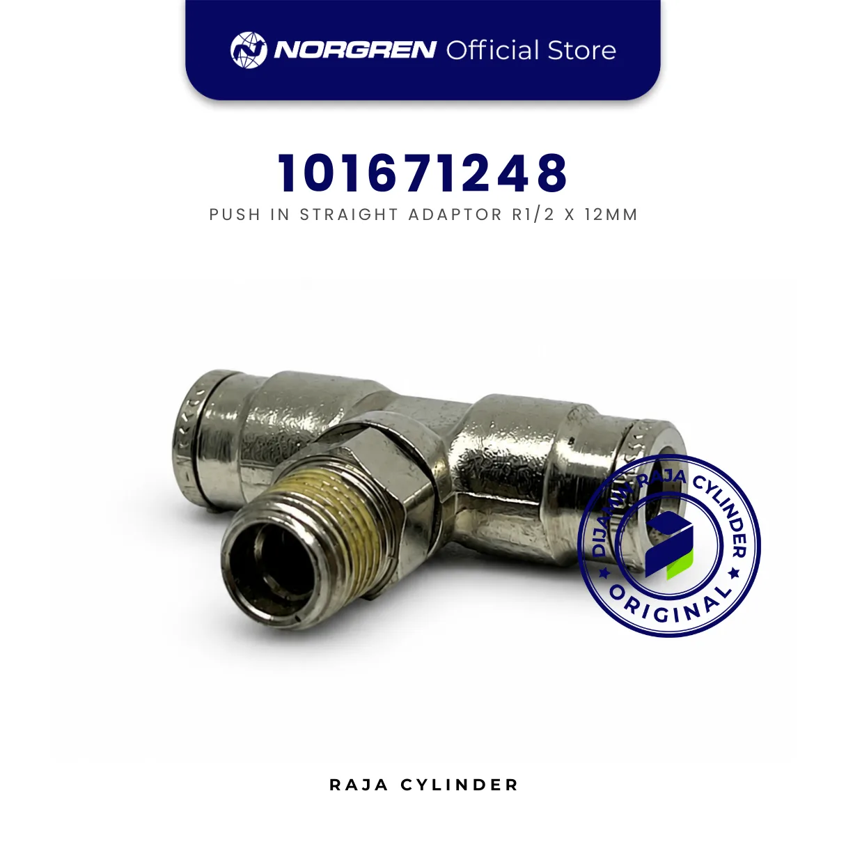 NORGREN 101671248 Pneufit 10 Swivel Tee Adaptor R1/2 x 12mm Push In Original - Gambar 2