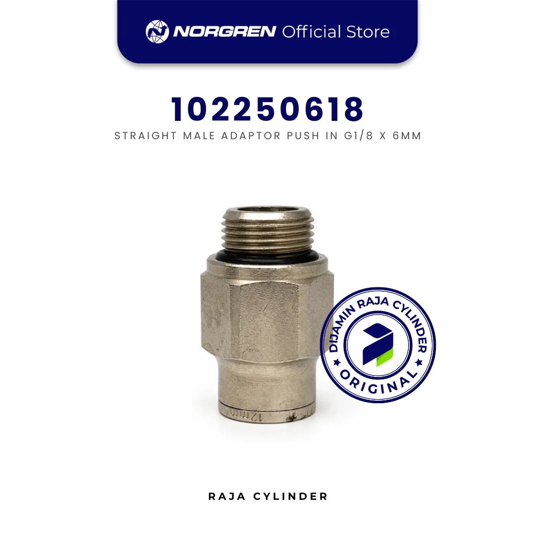 NORGREN 102250618 Pneufit Push In Straight Male Adapter G1/8 Tube 6mm Original - Gambar 2
