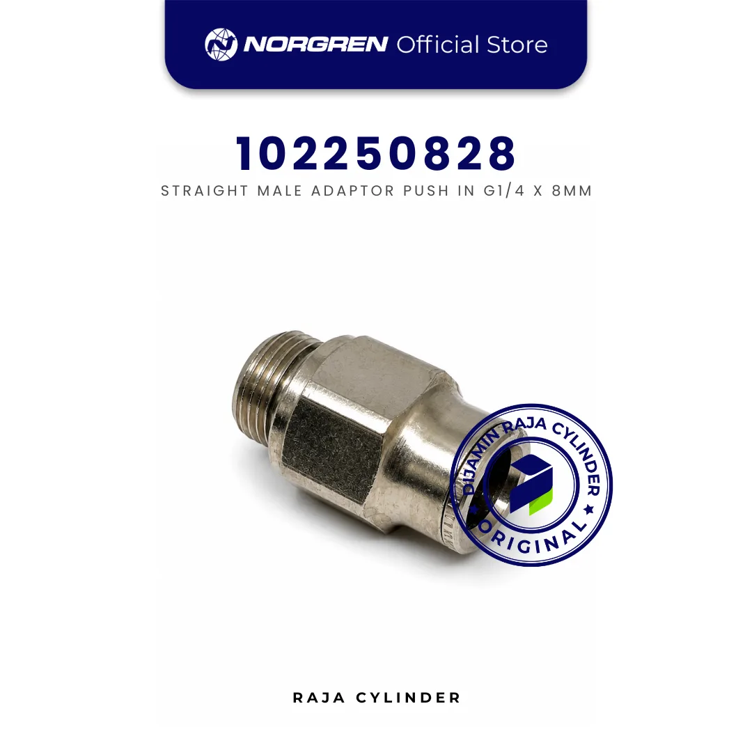NORGREN 102250828 Pneufit Push In Straight Male Adapter G1/4 Tube 8mm Original - Gambar 2