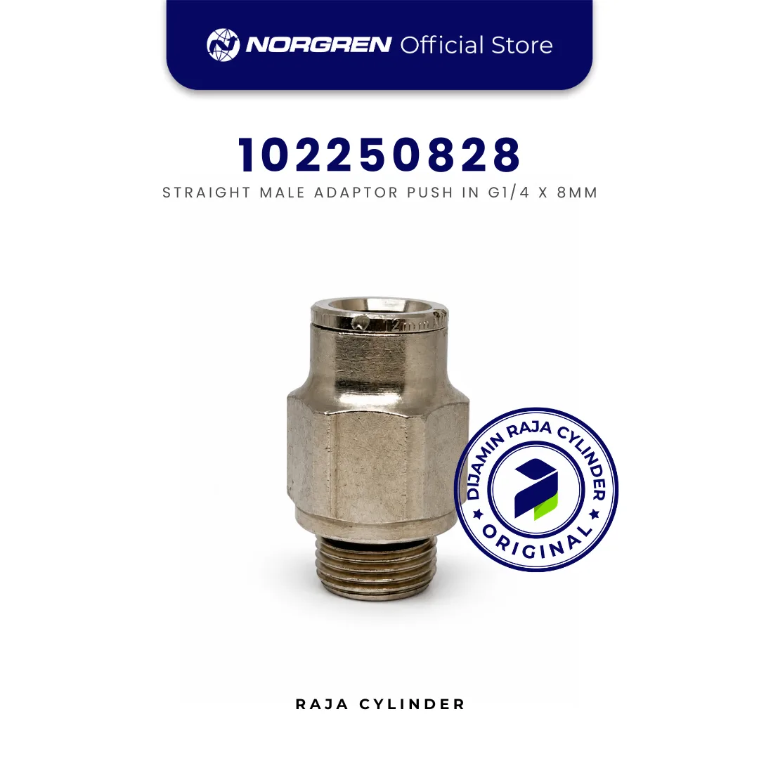 NORGREN 102250828 Pneufit Push In Straight Male Adapter G1/4 Tube 8mm Original - Gambar 4