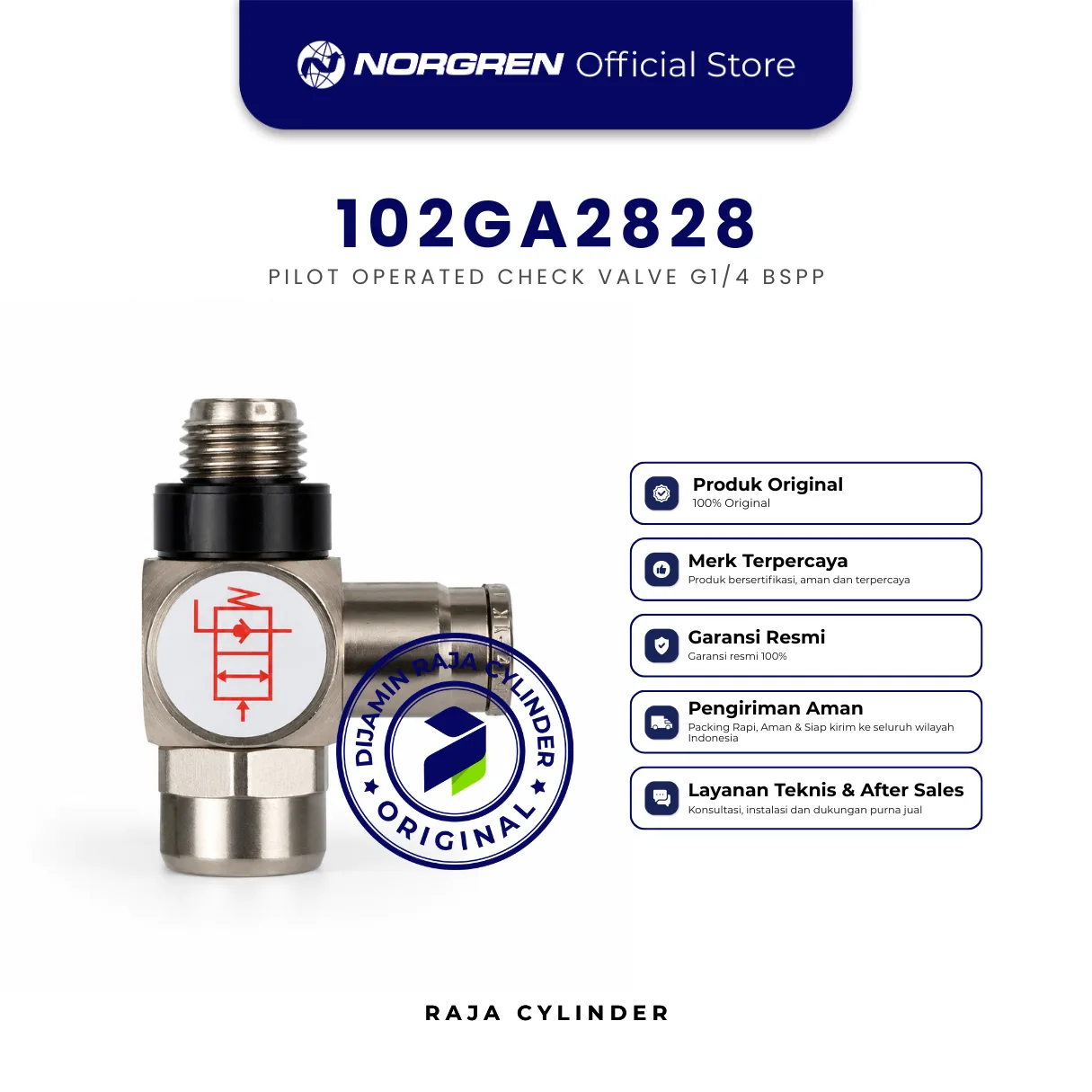 NORGREN 102GA2828 Pneumatic Pressure Reduction Valve G1/4 x 8mm Original IMI Norgren - Gambar 3
