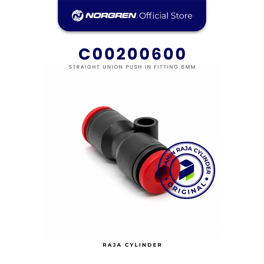 NORGREN C00200600 Pneufit C Straight Union 6mm Push-In Fitting Original IMI Norgren - Gambar 2