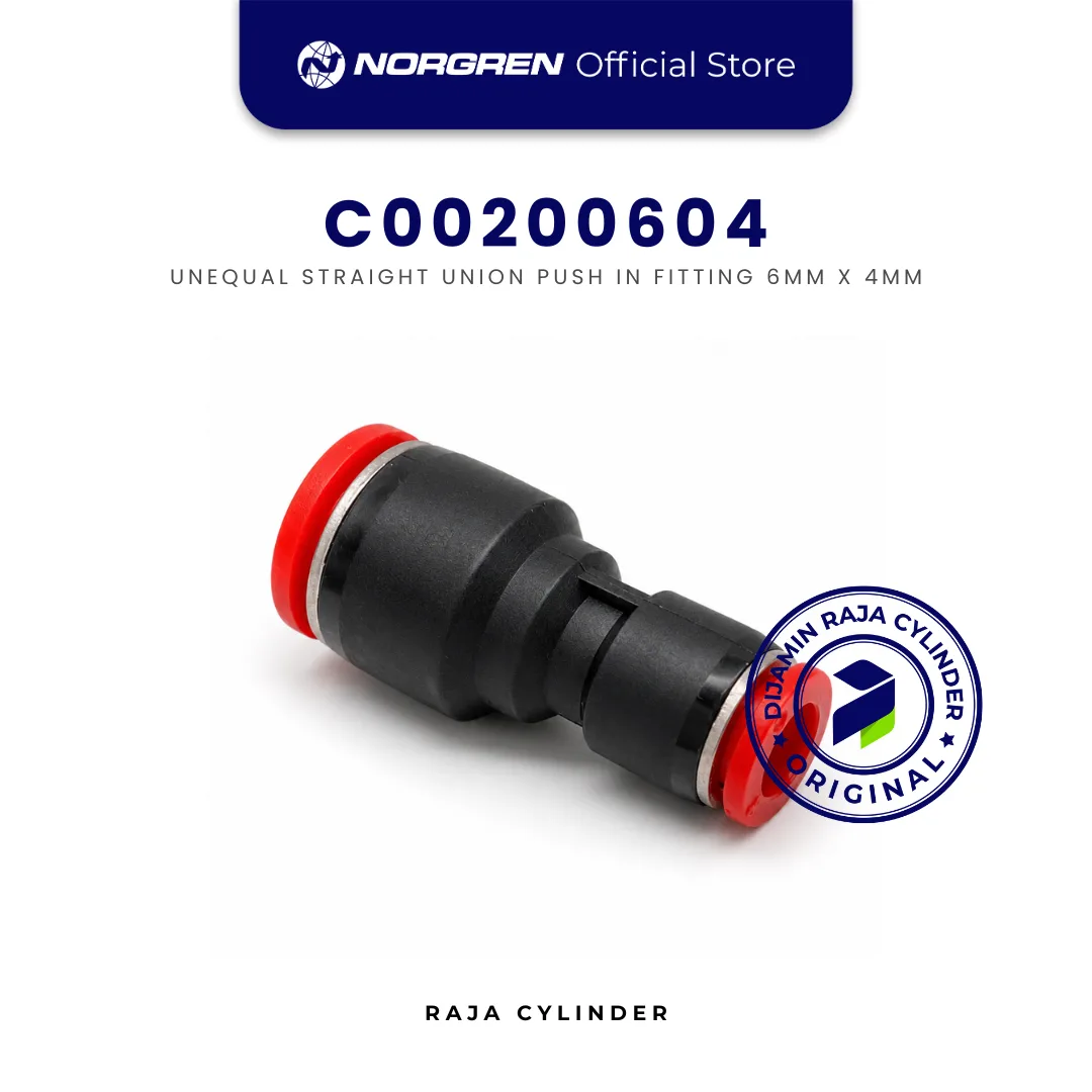 NORGREN C00200604 Pneufit C Straight Union Unequal 6mm x 4mm Push In Fitting Original IMI Norgren - Gambar 2