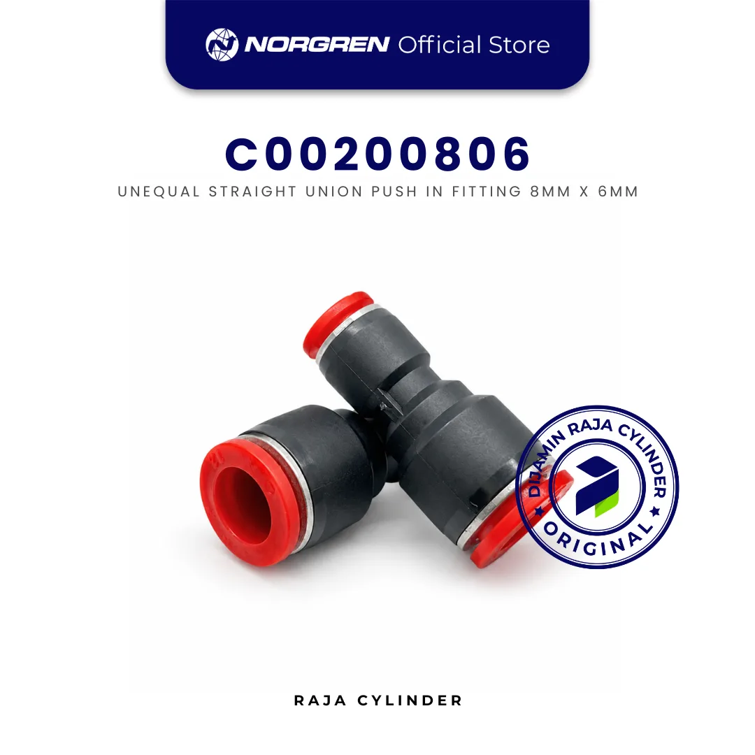 NORGREN C00200806 Pneufit C Straight Union Unequal 8mm x 6mm Push In Fitting Original IMI Norgren - Gambar 2