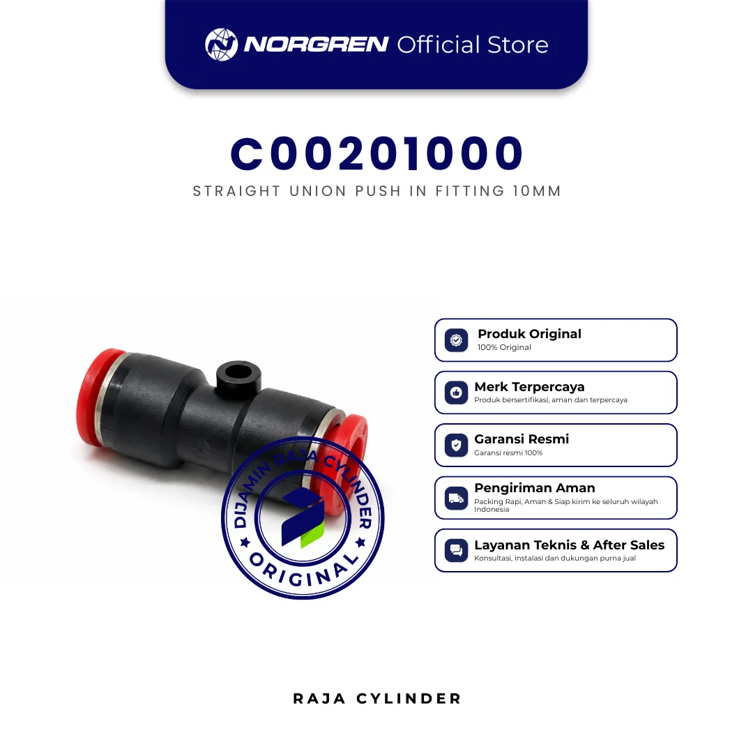 NORGREN C00201000 Pneufit C Straight Union 10mm Push-In Fitting Original IMI - Gambar 3