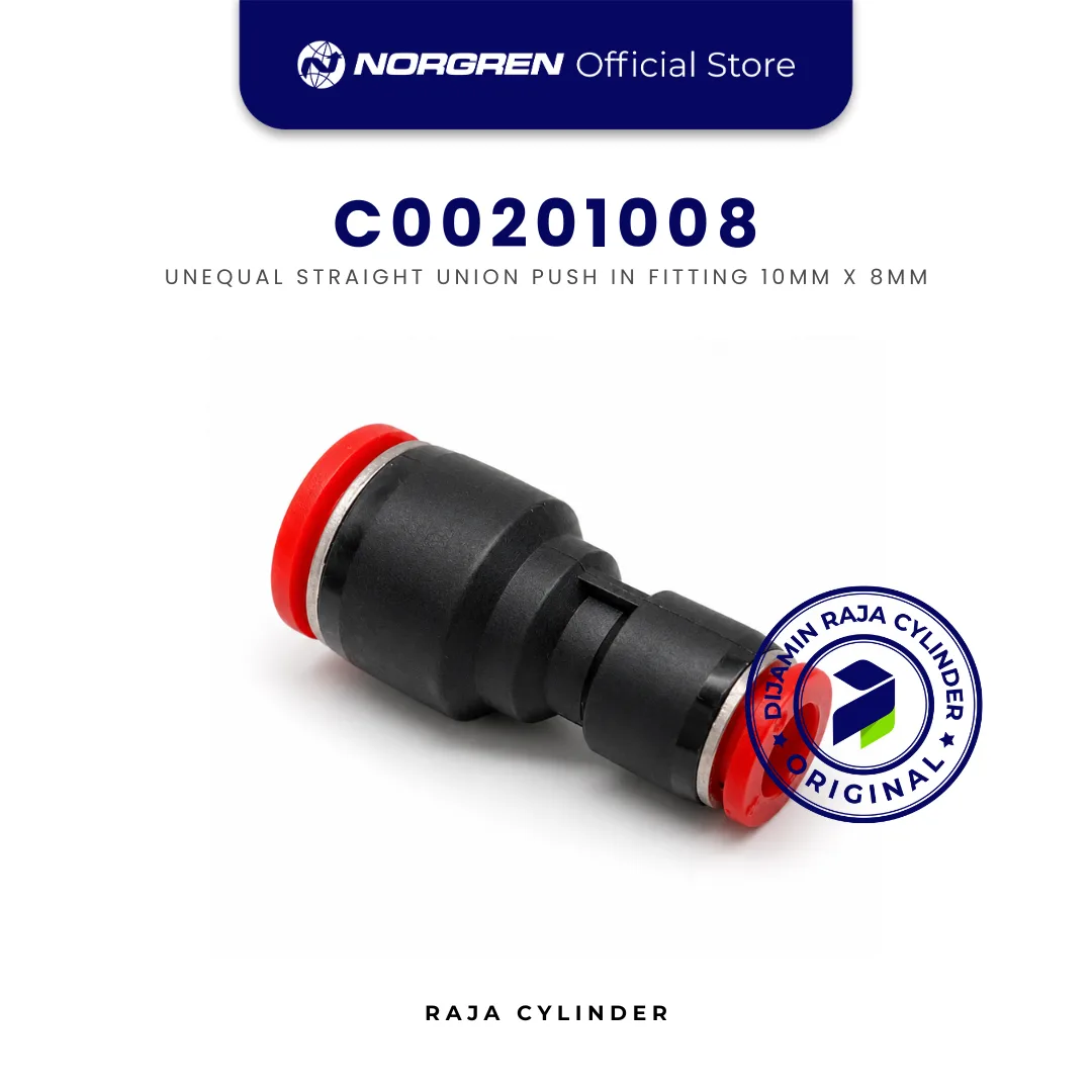NORGREN C00201008 Pneufit C Straight Union Unequal 10mm x 8mm Push In Fitting Original IMI Norgren - Gambar 2