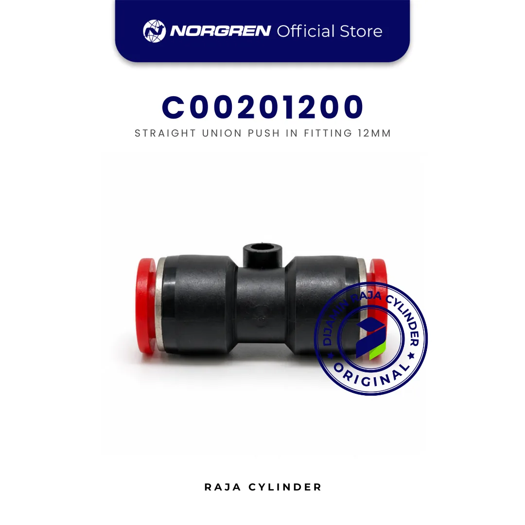 NORGREN C00201200 Pneufit C Straight Union 12mm Push-In Fitting Original IMI Norgren - Gambar 2
