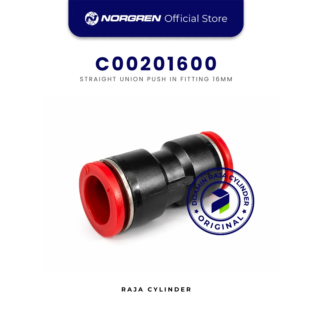 NORGREN C00201600 Pneufit C Straight Union 16mm Push-In Fitting Original IMI Norgren - Gambar 2