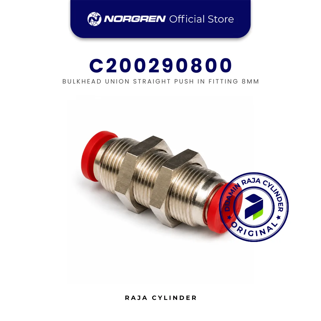 NORGREN C00290800 Pneufit C, Bulkhead union M16, Straight, 8mm, Push-in Fitting Original