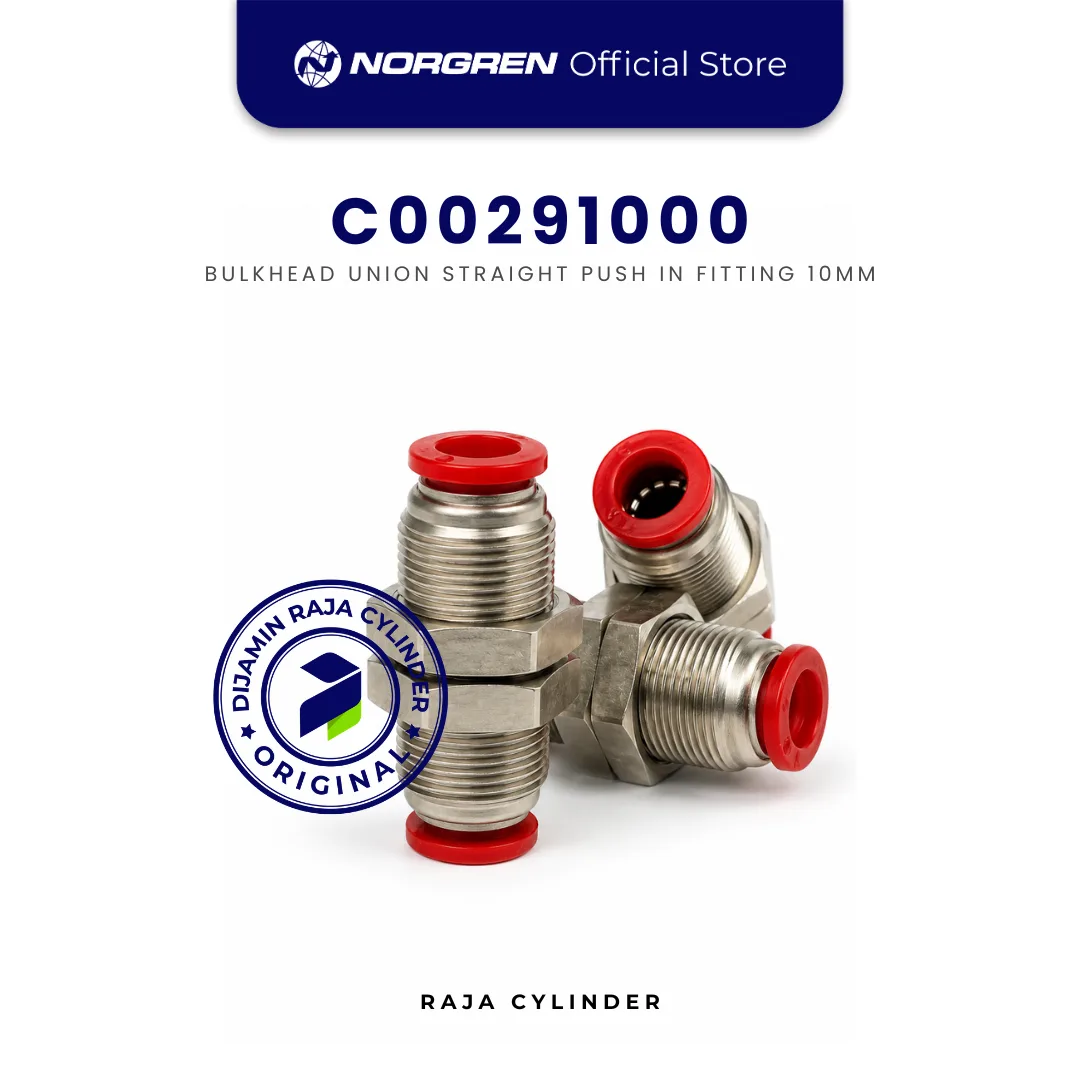NORGREN C00291000 Pneufit C Bulkhead Union Straight 10mm Push In Fitting Original IMI Norgren - Gambar 4