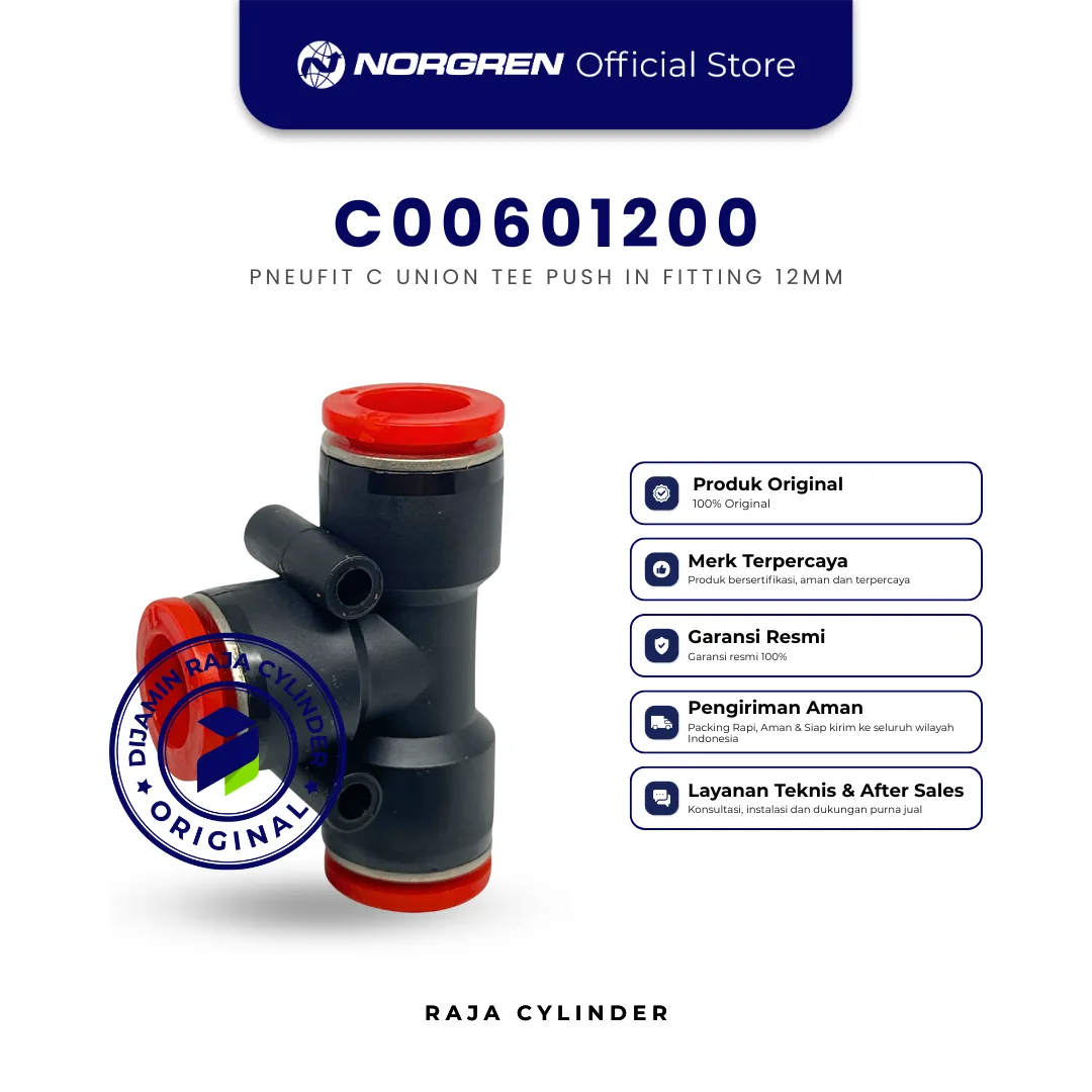 NORGREN C00601200 Pneufit C Union Tee 12mm Push In Fitting Tee Connector Original IMI Norgren - Gambar 3