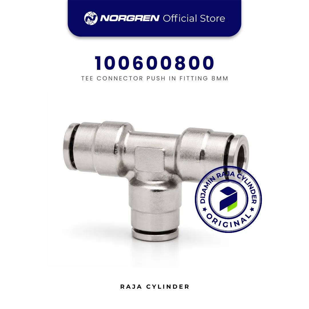 NORGREN 100600800 Pneufit Tee Connector Metal Push In 8mm Original - Gambar 2