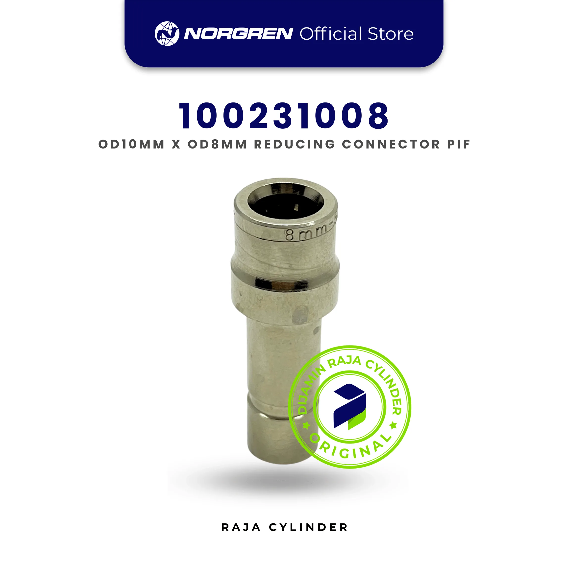 100231008 Pneufit 10 Stem Reducer Straight 8mm ke 10mm | Push-In Fitting Norgren - Gambar 3