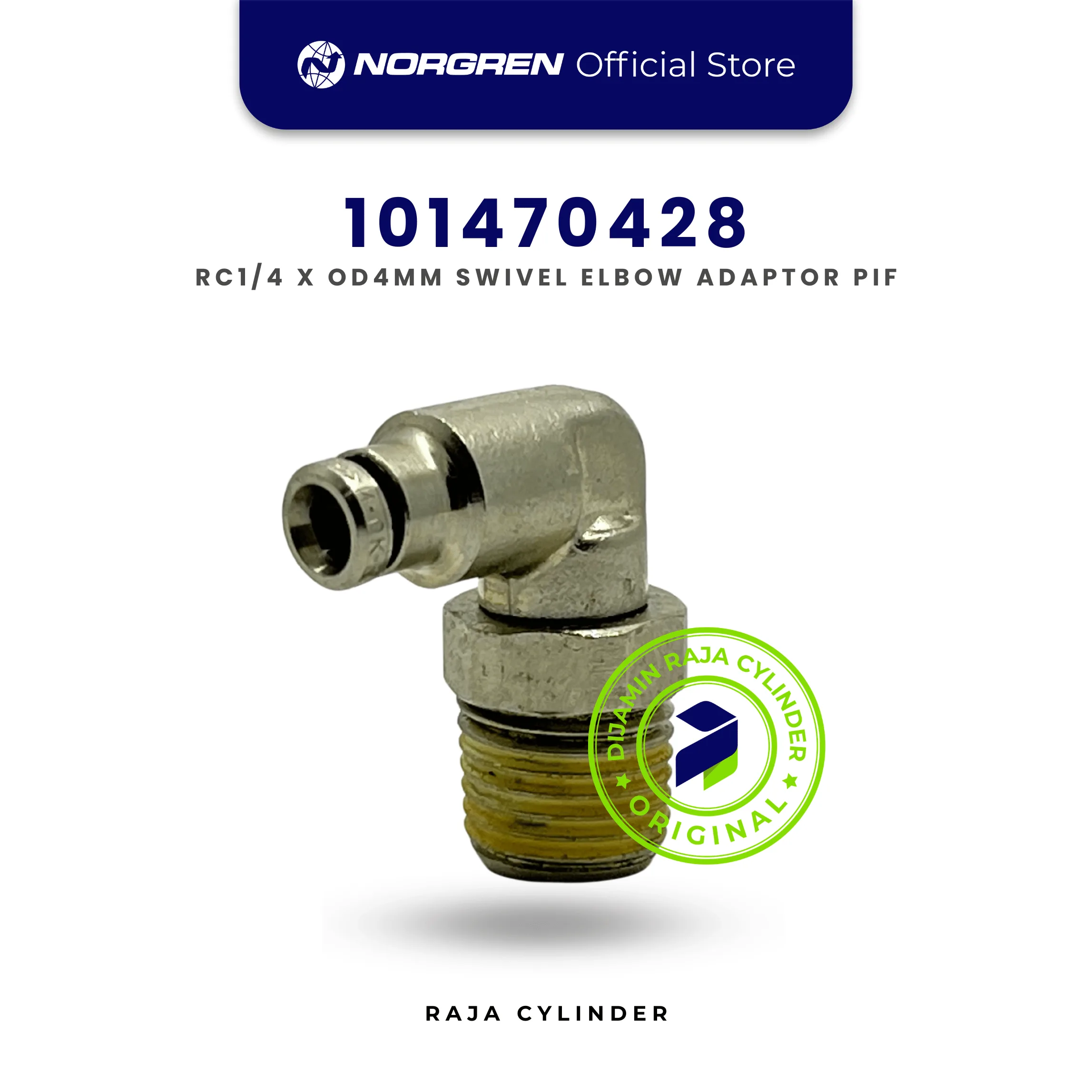 101470428 Pneufit 10 Swivel Elbow Adaptor R1/4 4mm | Push-In Fitting Norgren - Gambar 2