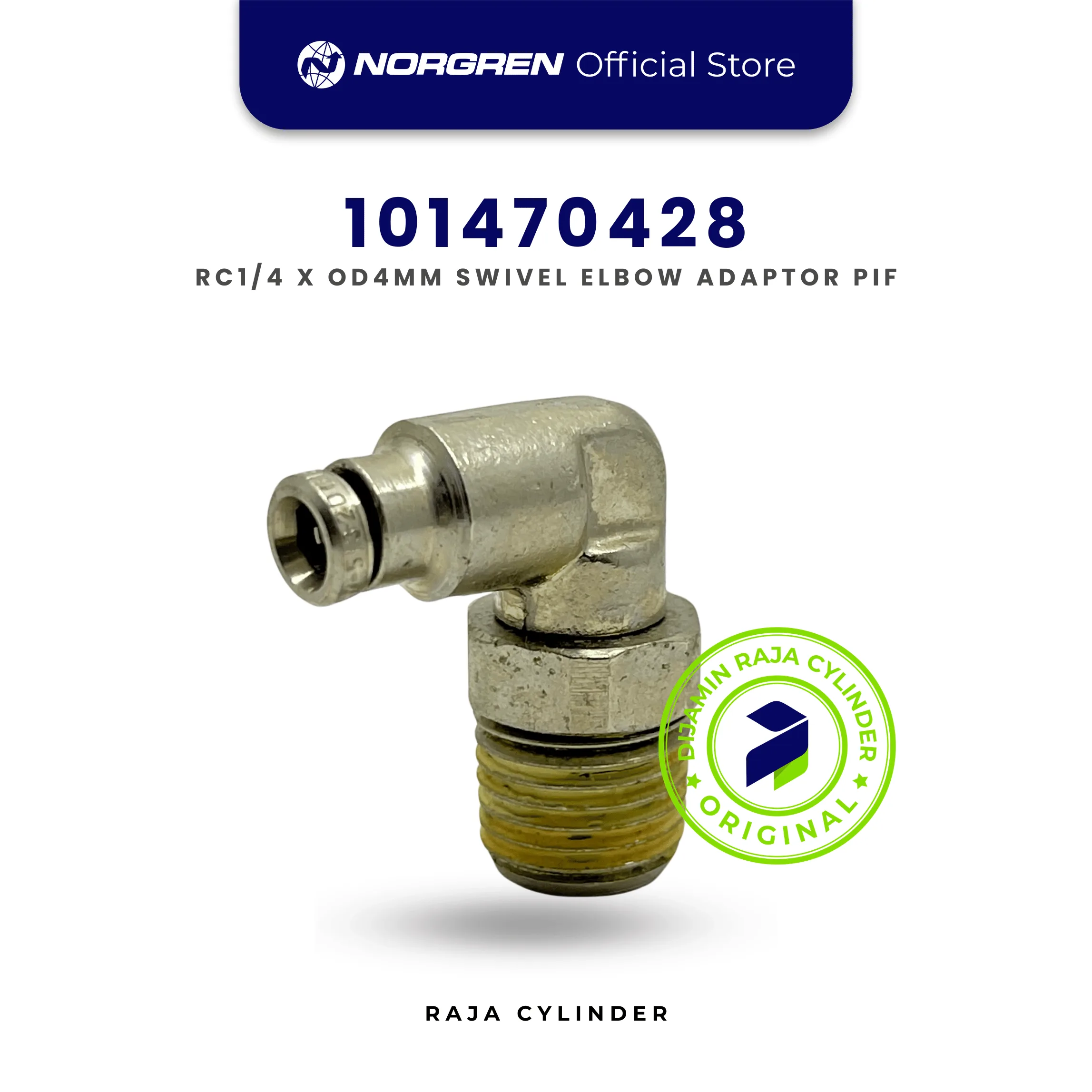 101470428 Pneufit 10 Swivel Elbow Adaptor R1/4 4mm | Push-In Fitting Norgren - Gambar 3