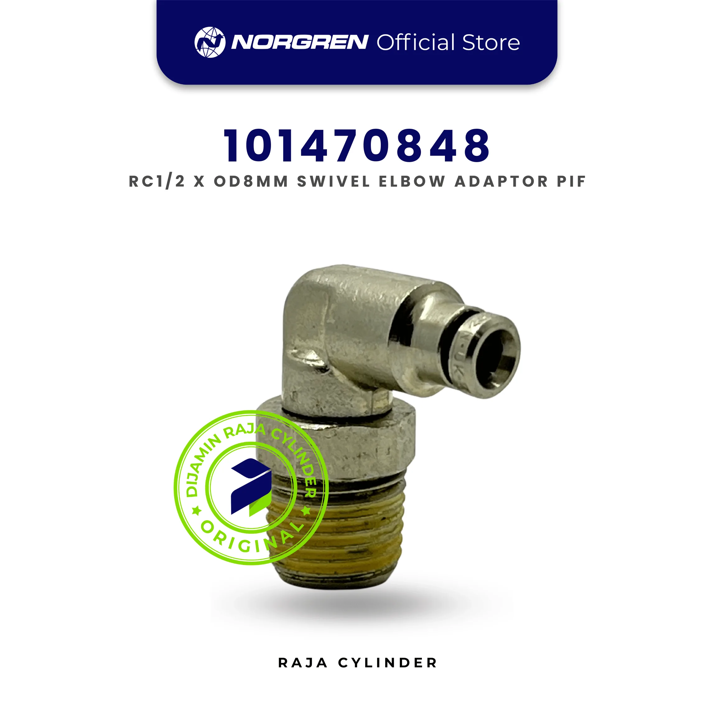 101470848 Pneufit 10 Swivel Elbow Adaptor R1/2 8mm | Push-In Fitting Norgren - Gambar 2