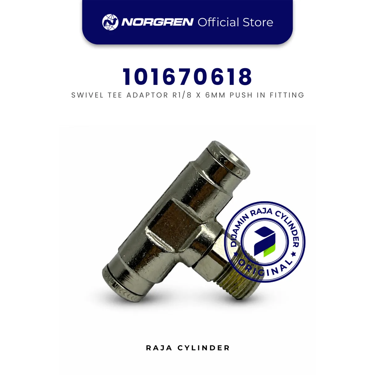 NORGREN 101670618, Swivel adaptor, Tee, R1/8, 6mm, Push-in Fitting Original - Gambar 3