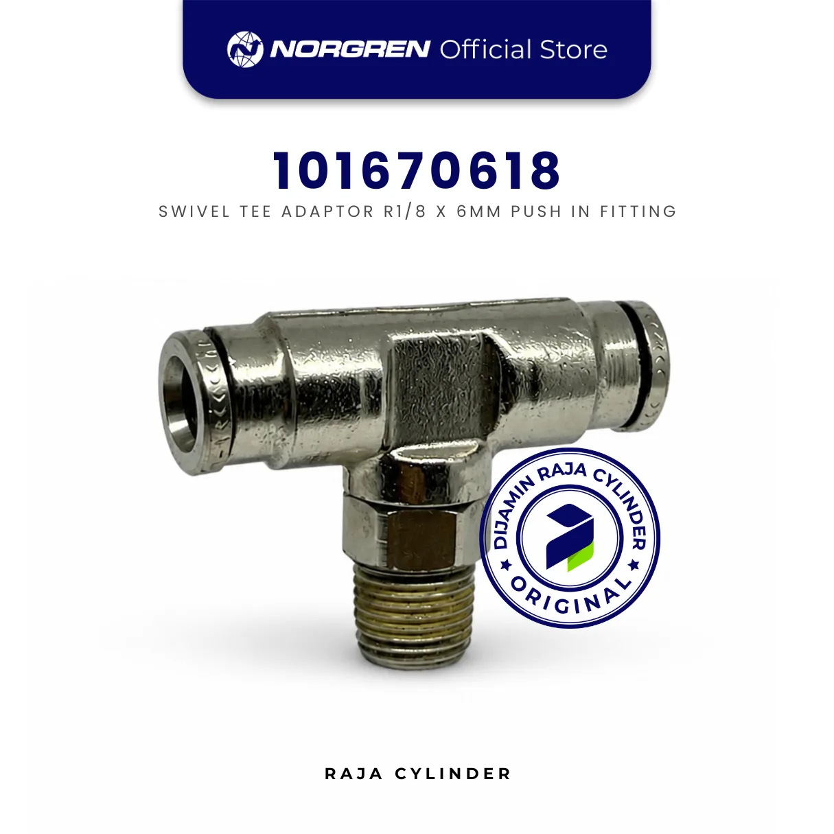 NORGREN 101670618, Swivel adaptor, Tee, R1/8, 6mm, Push-in Fitting Original - Gambar 4