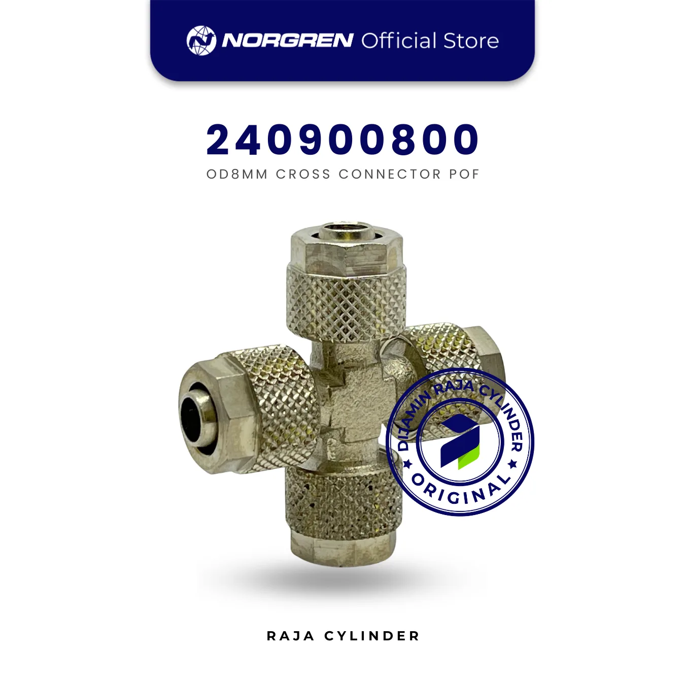 NORGREN 240900800 - 24 Series, Cross Connector, 8mm/6mm, Push-in Fitting Original - Gambar 2