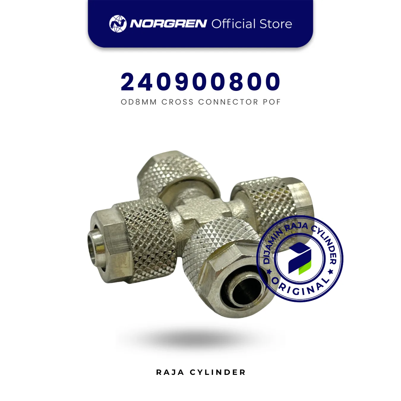 NORGREN 240900800 - 24 Series, Cross Connector, 8mm/6mm, Push-in Fitting Original - Gambar 3