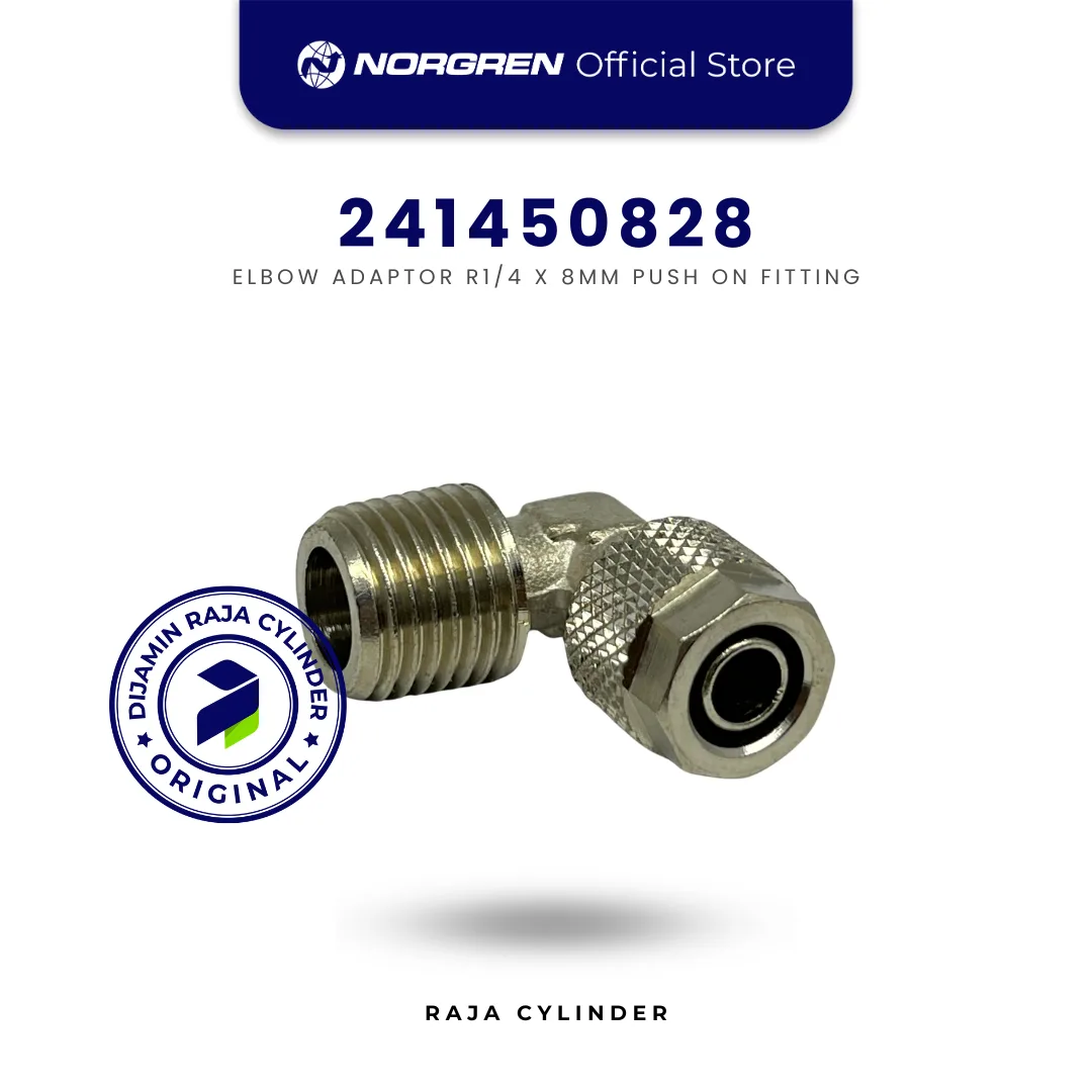 NORGREN 241450828, Elbow R1/4 ke 8mm / 6mm (24 Series), Push-in Fitting Original - Gambar 4