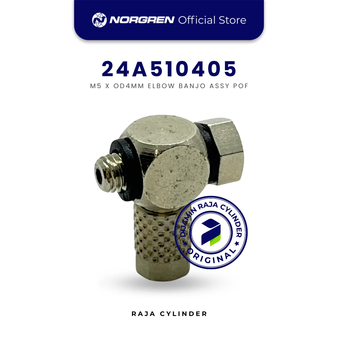 NORGREN 24A510405 - 24 series, Banjo Adaptor, Elbow, M5, 4/2.5mm, Push-in Tube Fitting Original - Gambar 2