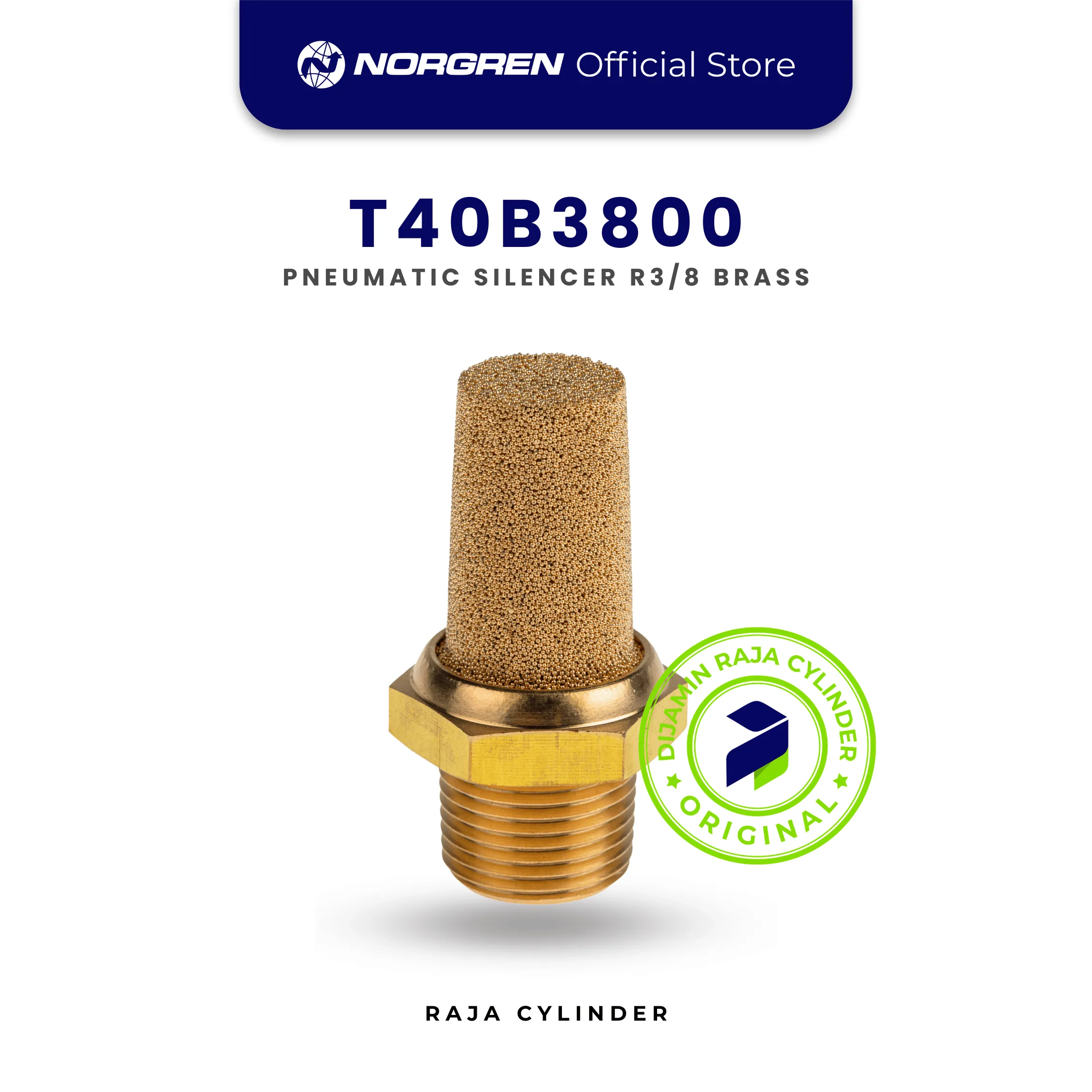 T40B3800 Quietaire Silencer R3/8 Sintered Bronze | Peredam Suara Pneumatic Norgren - Gambar 2