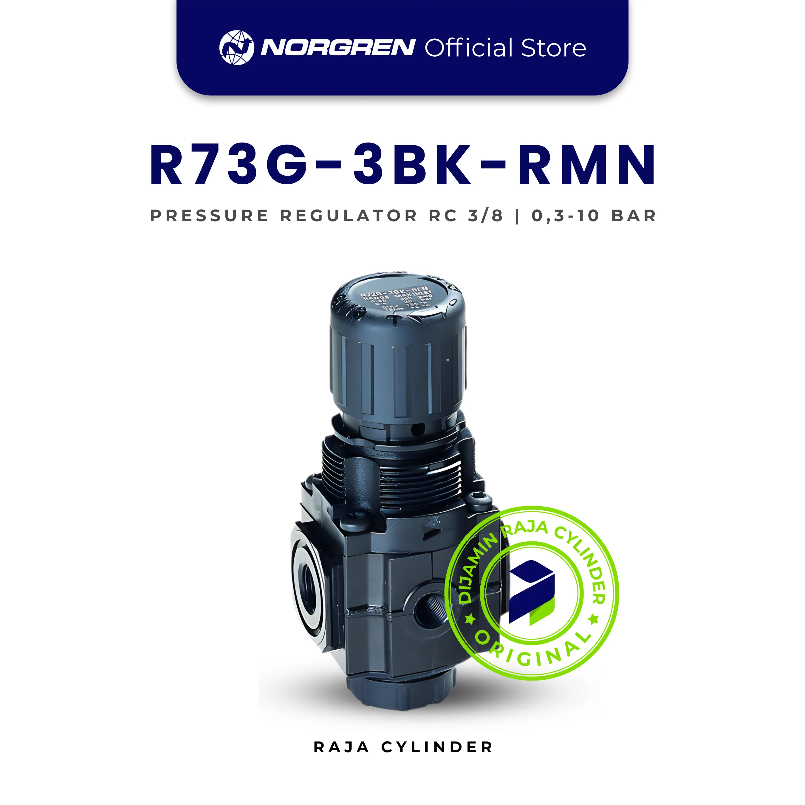 NORGREN R73G-3BK-RMN Pressure Regulator Penumatic RC 3/8, 0.3 - 10 bar, tanpa Gauge - Excelon series Original - Gambar 2