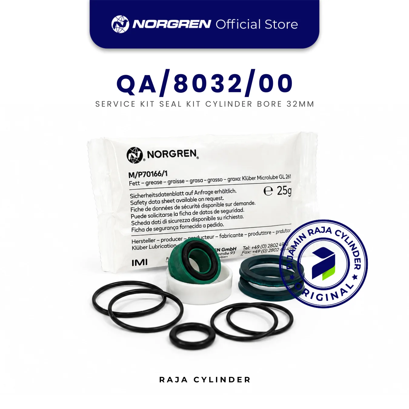 NORGREN QA/8032/00 Service Kit Cylinder Seal Kit 32mm Original IMI Norgren Spare Part - Gambar 3