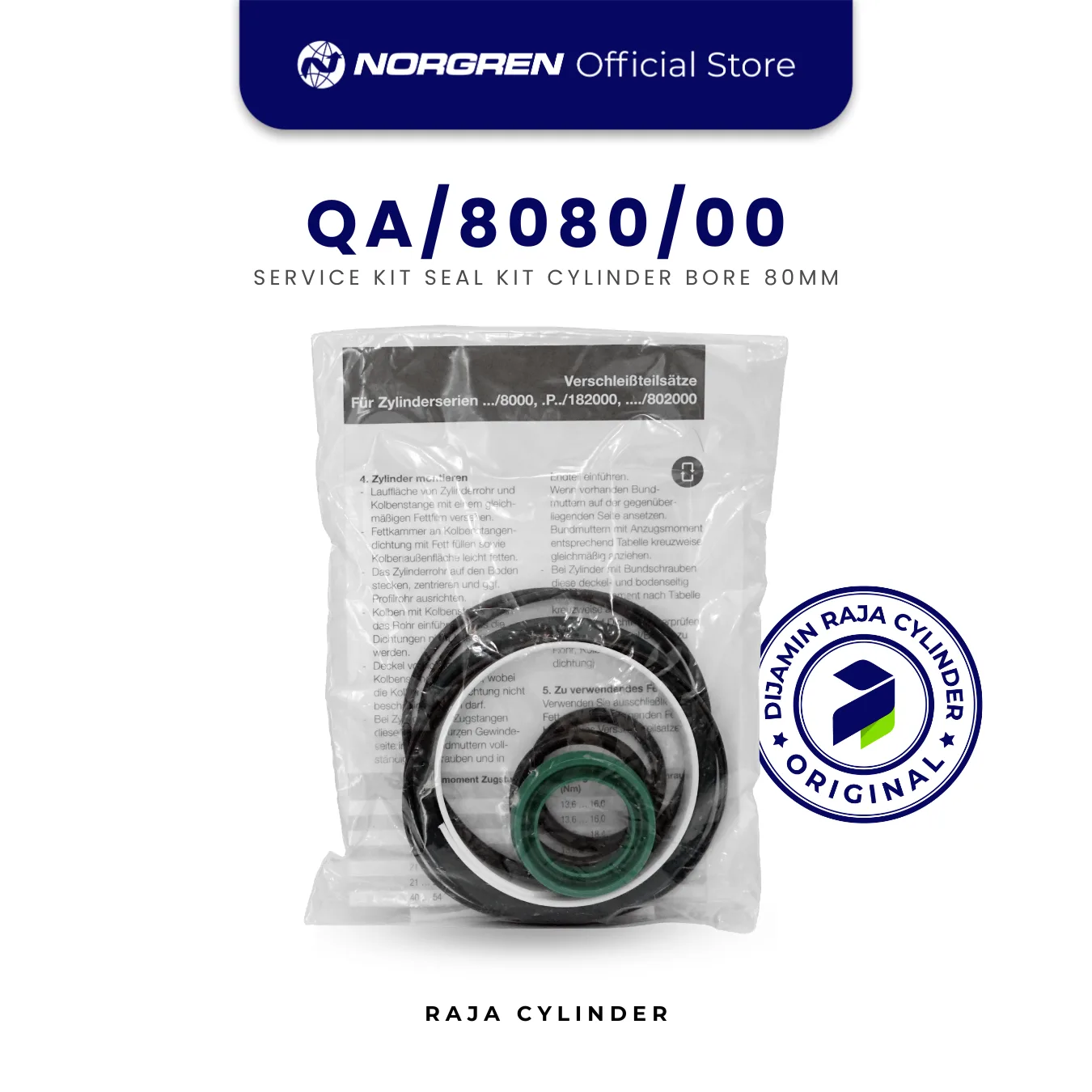 NORGREN QA/8080/00 Service Kit Cylinder Seal Kit 80mm Original IMI Norgren Spare Part - Gambar 4
