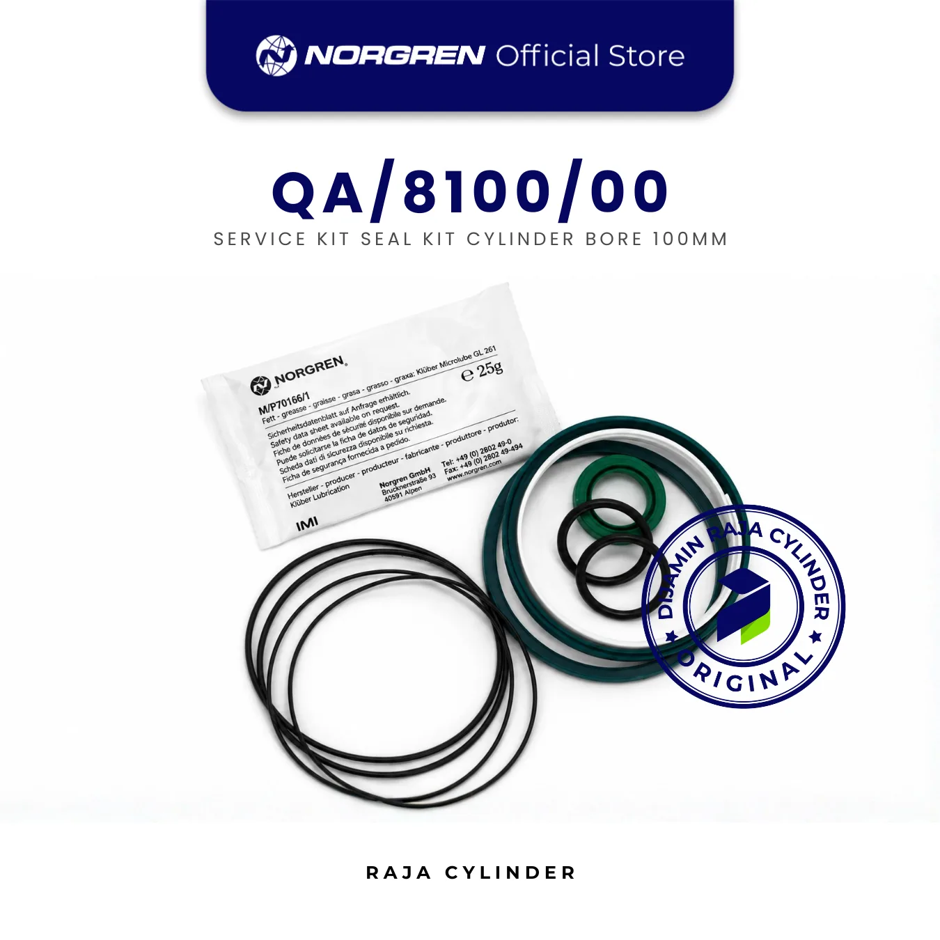 NORGREN QA/8100/00 Service Kit Cylinder Seal Kit 100mm Original IMI Norgren Spare Part - Gambar 3