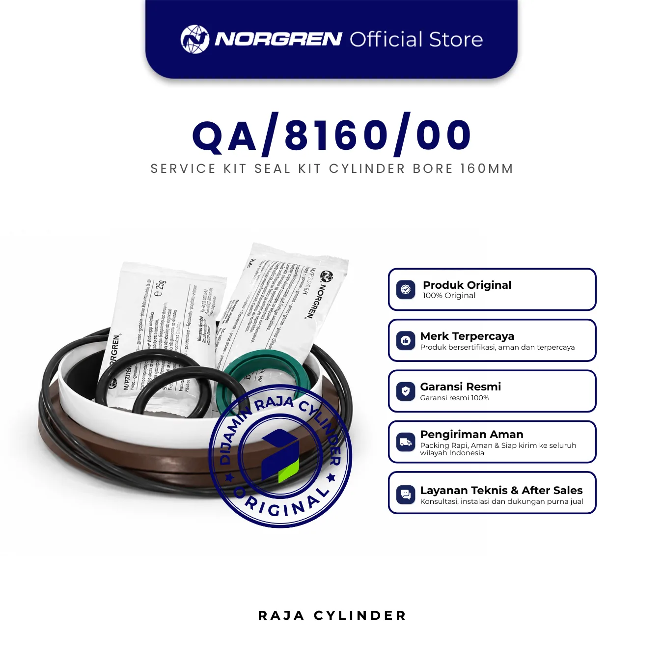 NORGREN QA/8160/00 Service Kit Cylinder Seal Kit 160mm Original IMI Norgren Spare Part - Gambar 4