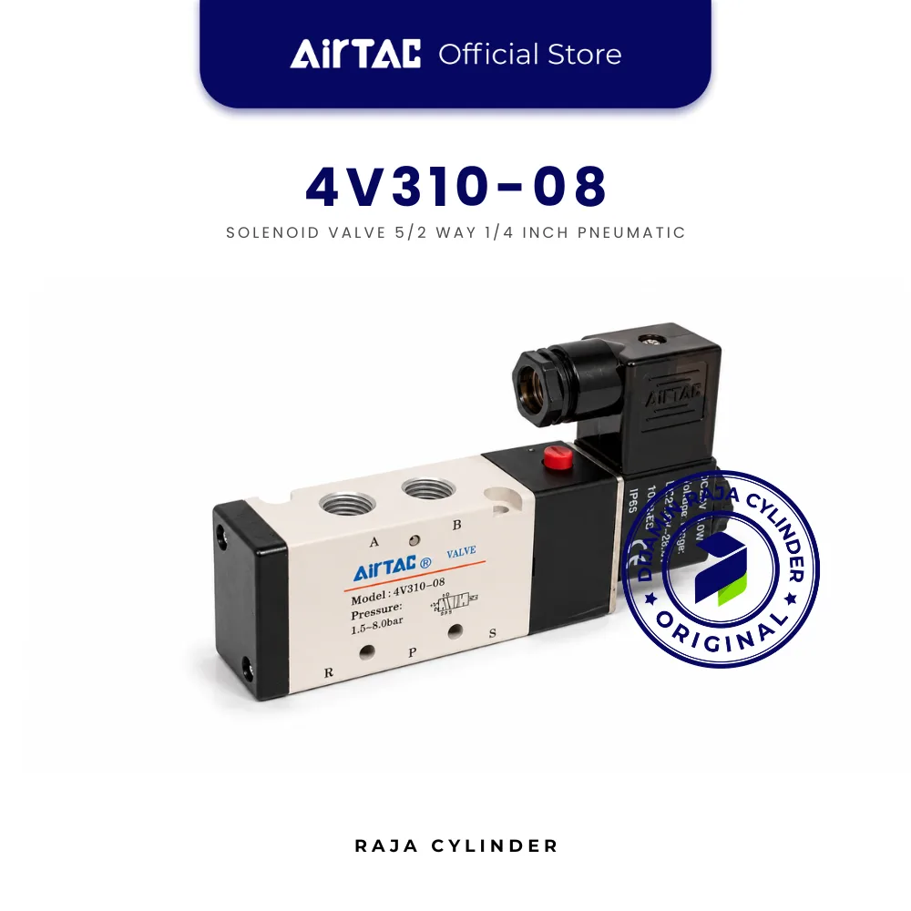 AIRTAC 4V310-08 Solenoid Valve Pneumatic 5/2 Way Port 1/4 Inch Original - Airtac | Raja Cylinder