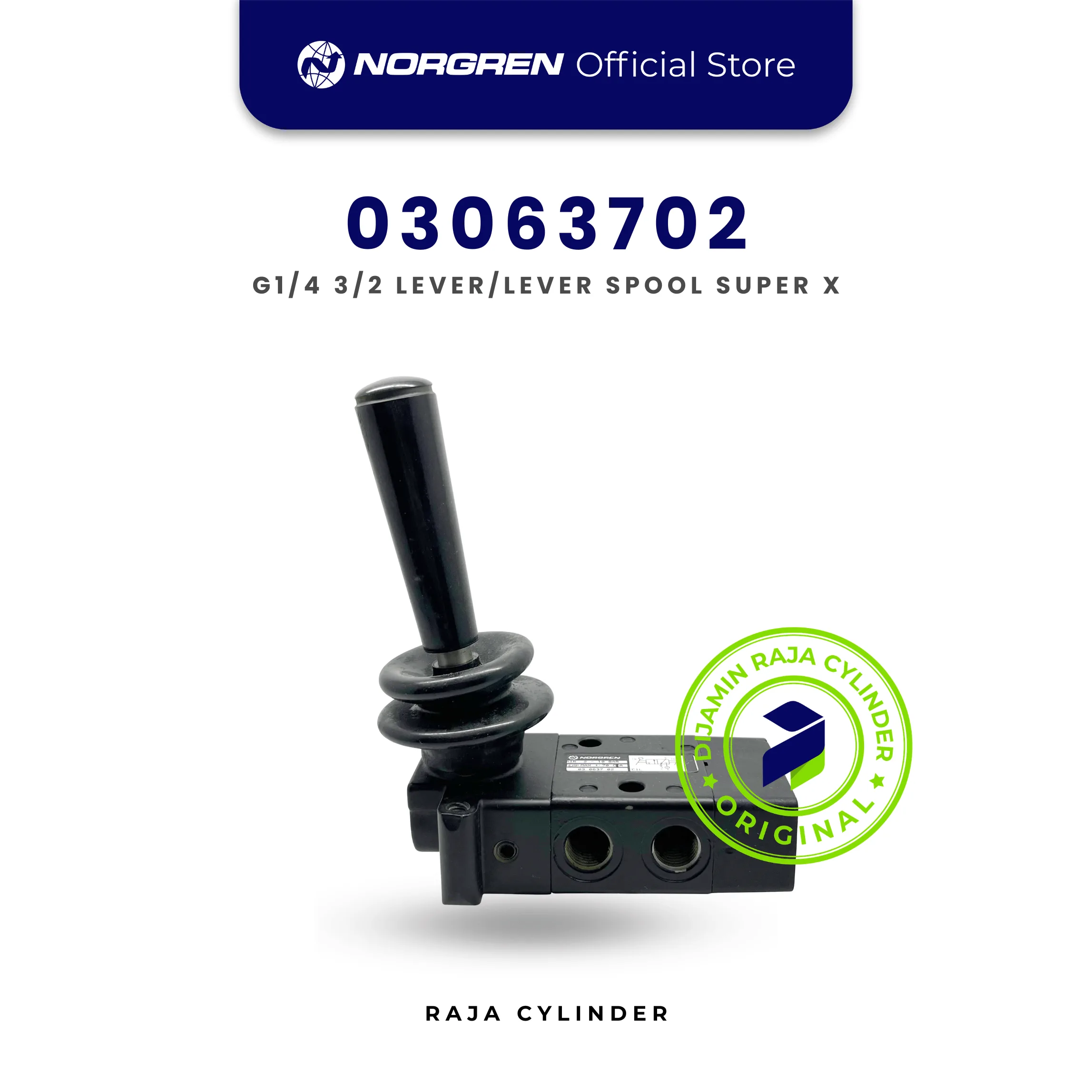 03063702 Super X 3/2 Pneumatic Valve G1/4 Lever Operated | Manual Valve Norgren - Gambar 2
