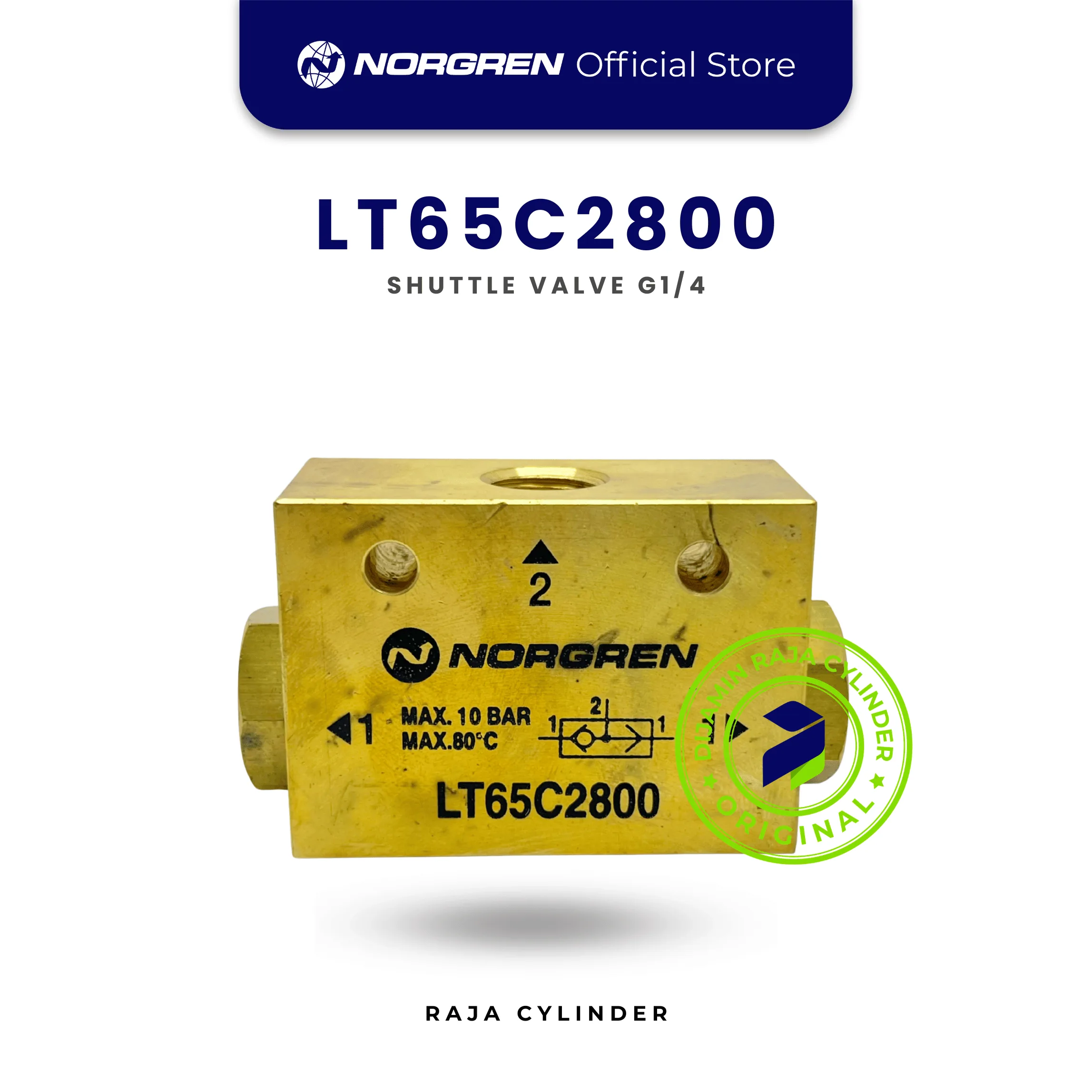 LT65C2800 Shuttle Valve G1/4 | Check Valve Pneumatic Norgren Original - Gambar 2