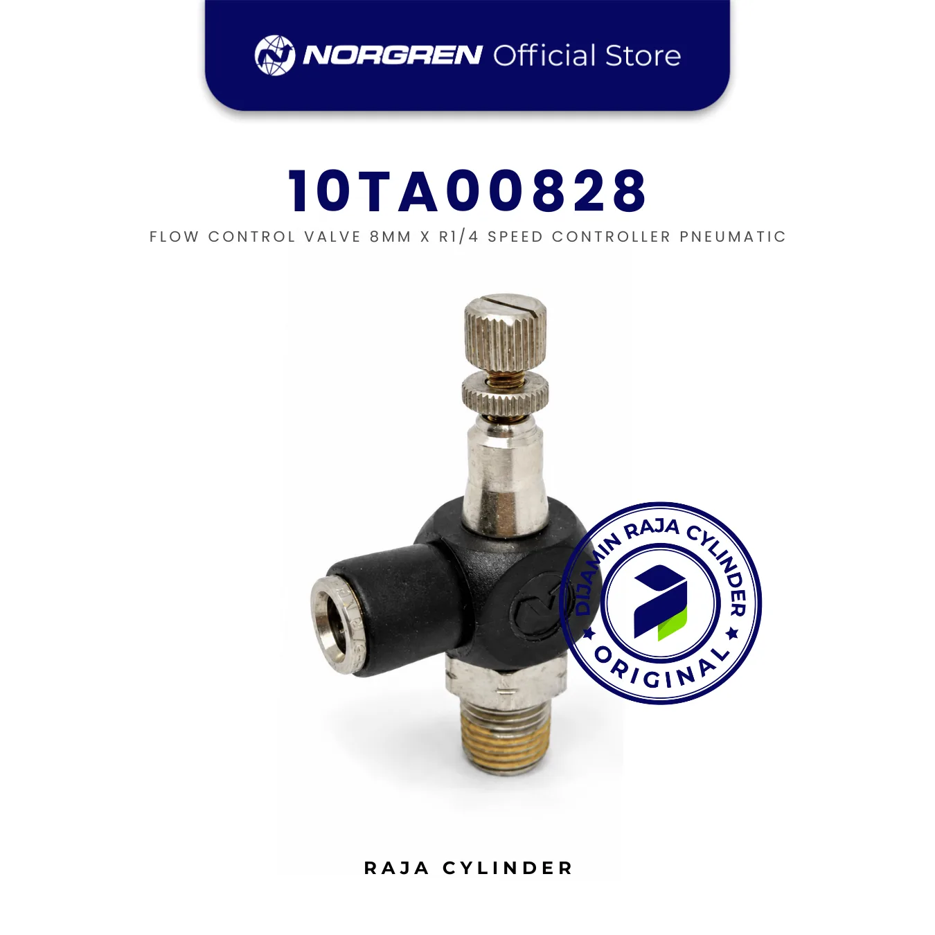 NORGREN 10TA00828 Pneufit 10 Push-in Fitting, Flow Control Valve / Speed controller 8mm x R1/4 Norgren Original - Gambar 2