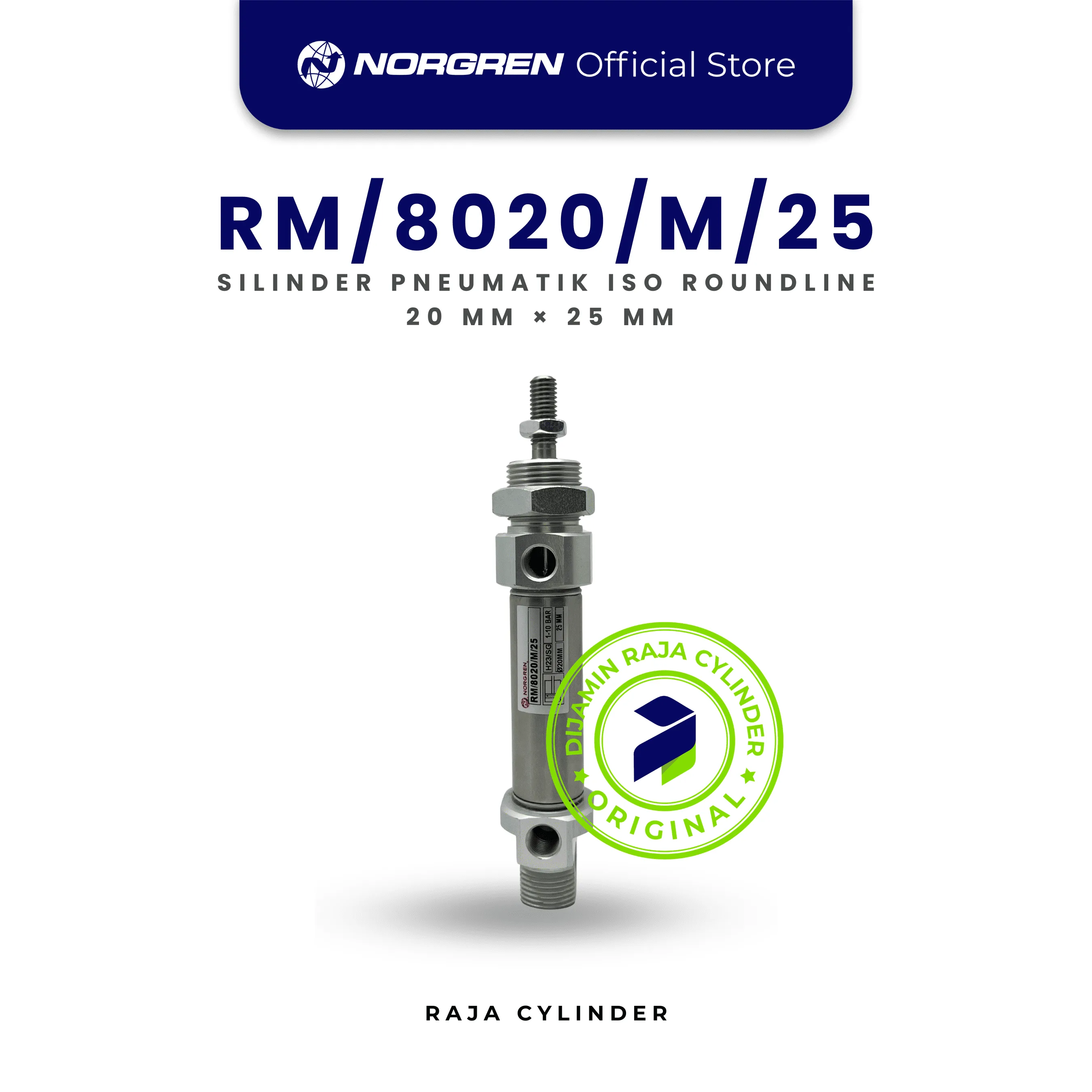 ISO Roundline Double Acting Cylinder 20mm x 25mm RM/8020/M/25 Original Pneumatic Air Cylinder