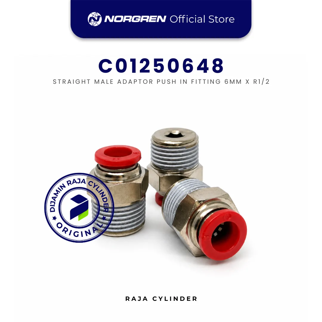 NORGREN C01250648 Pneufit C Straight Adaptor BSPT Male R1/2 Tube 6mm Push In Original IMI Norgren