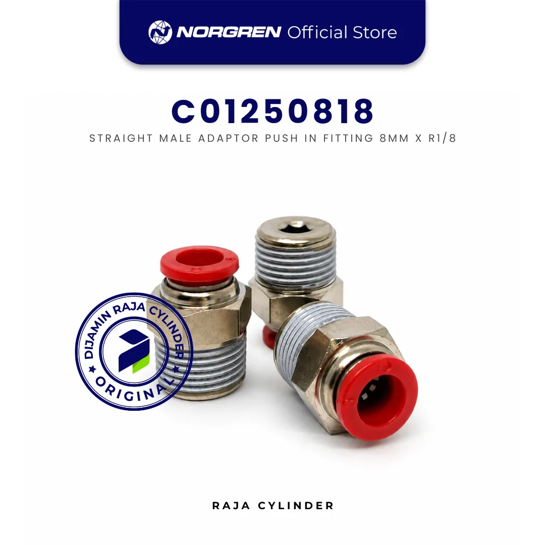 NORGREN C01250818 Pneufit C Straight Adaptor BSPT Male R1/8 Tube 8mm Push In Original IMI Norgren
