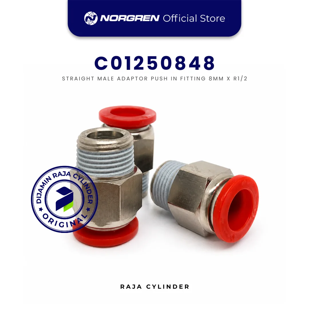 NORGREN C01250848 Pneufit C Straight Adaptor BSPT Male R1/2 Tube 8mm Push In Original IMI Norgren