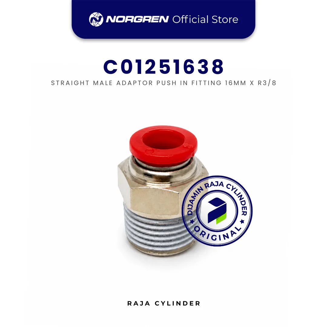 NORGREN C01251638 Pneufit C Straight Adaptor BSPT Male R3/8 Tube 16mm Push In Original IMI Norgren