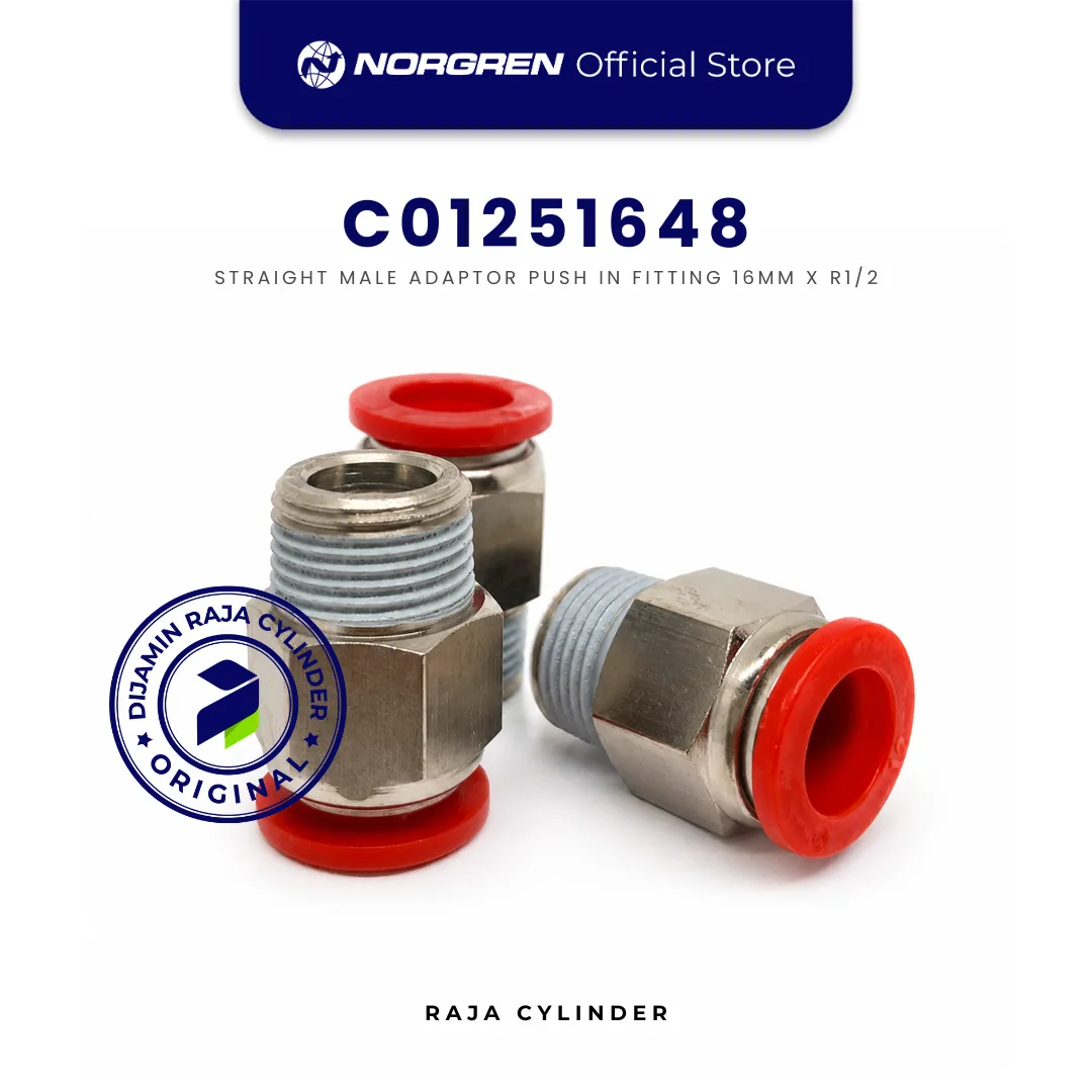 NORGREN C01251648 Pneufit C Straight Adaptor BSPT Male R1/2 Tube 16mm Push In Original IMI Norgren