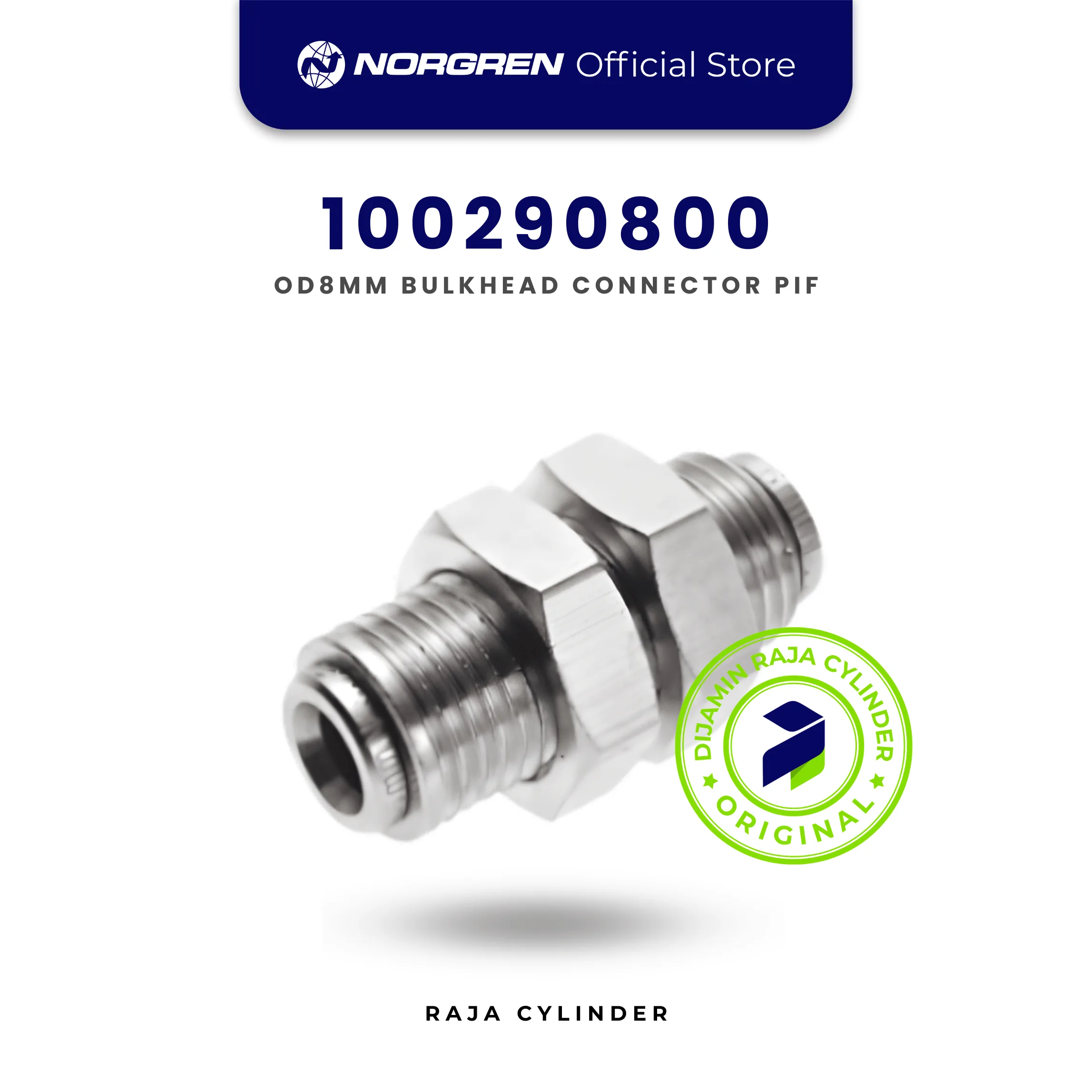 100290800 Pneufit 10 Bulkhead Union Straight 8mm | Push-In Fitting Norgren