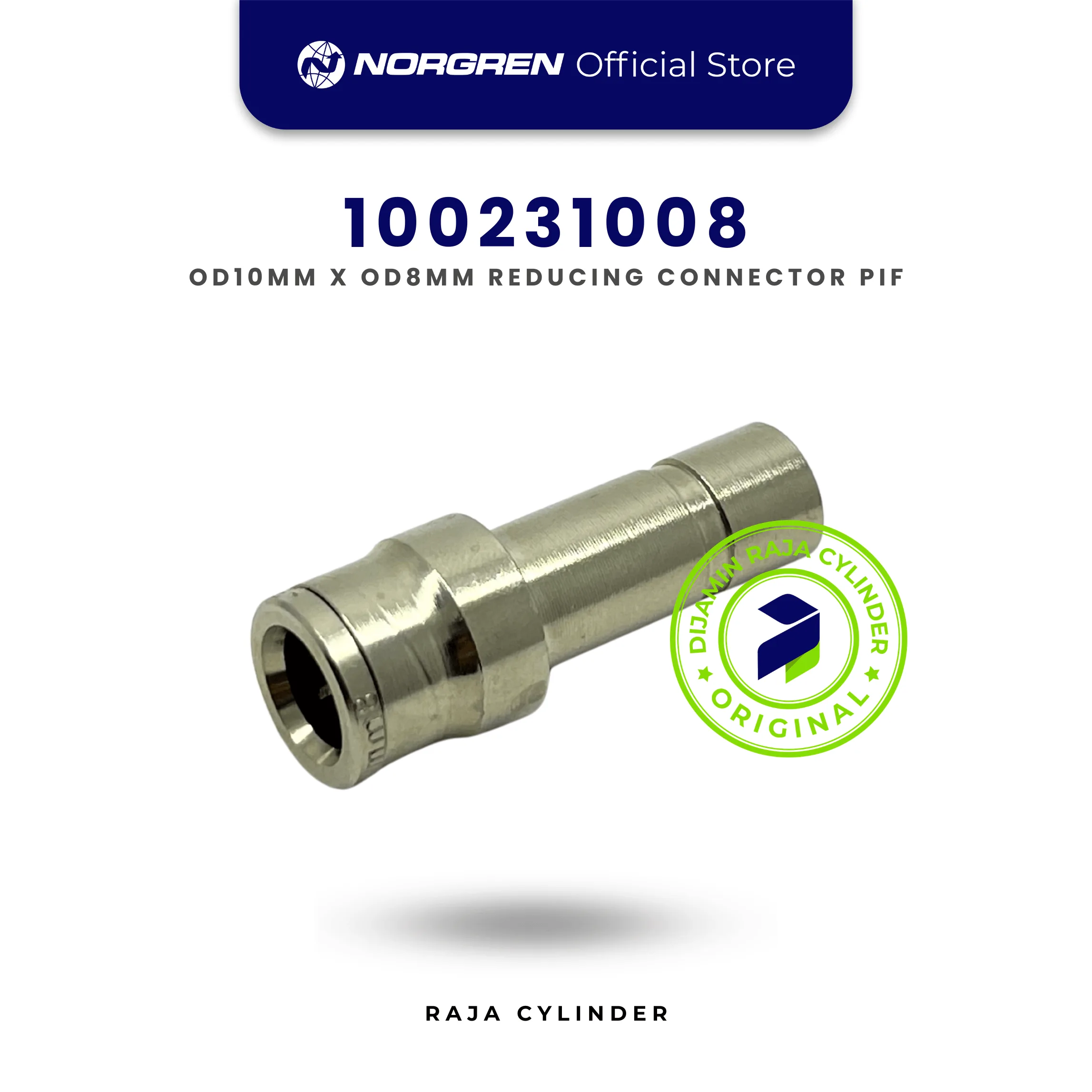 100231008 Pneufit 10 Stem Reducer Straight 8mm ke 10mm | Push-In Fitting Norgren