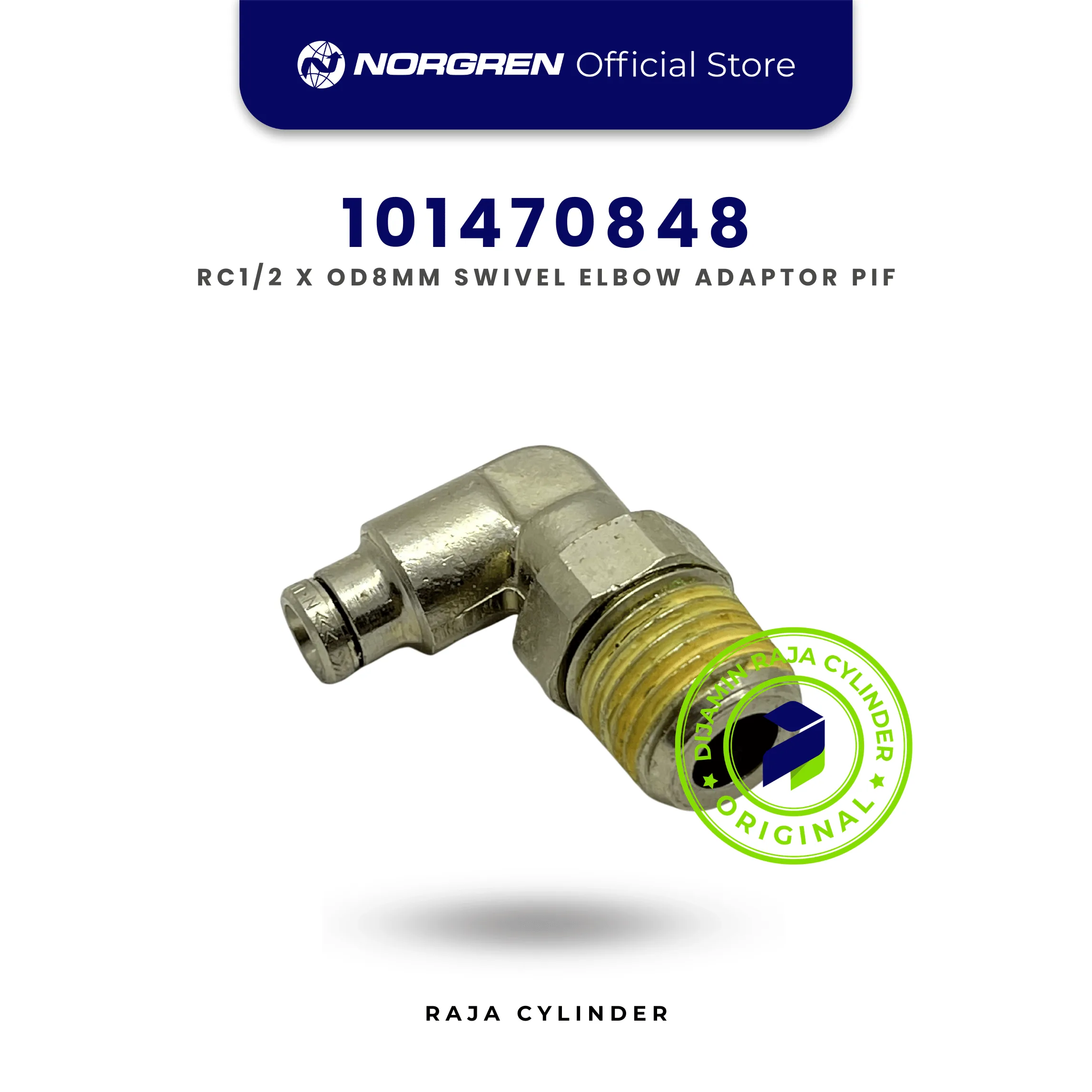 101470848 Pneufit 10 Swivel Elbow Adaptor R1/2 8mm | Push-In Fitting Norgren