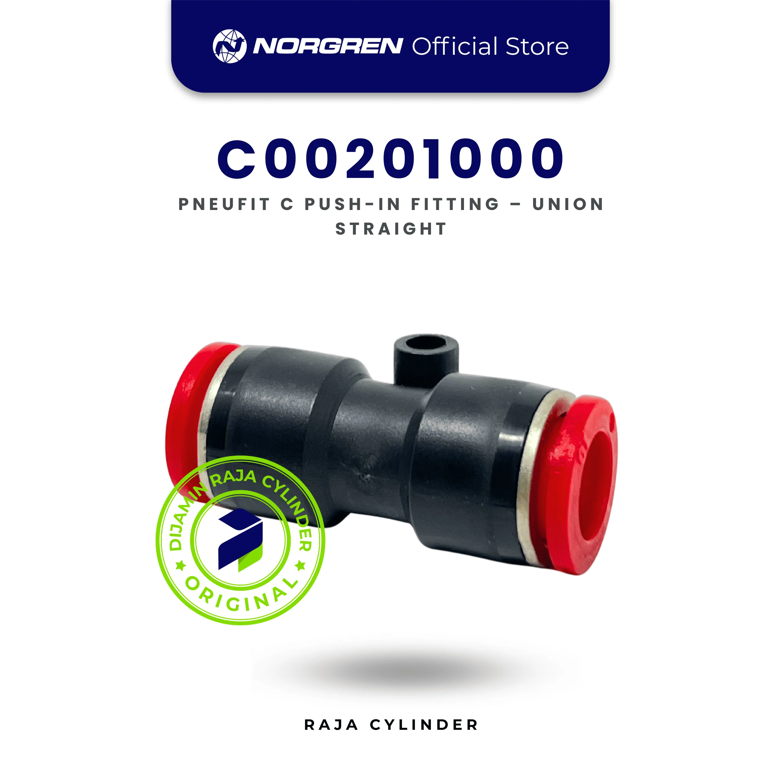 C00201000 Pneufit C Push In Fitting Straight Union 10mm | Connector Selang Pneumatic Norgren