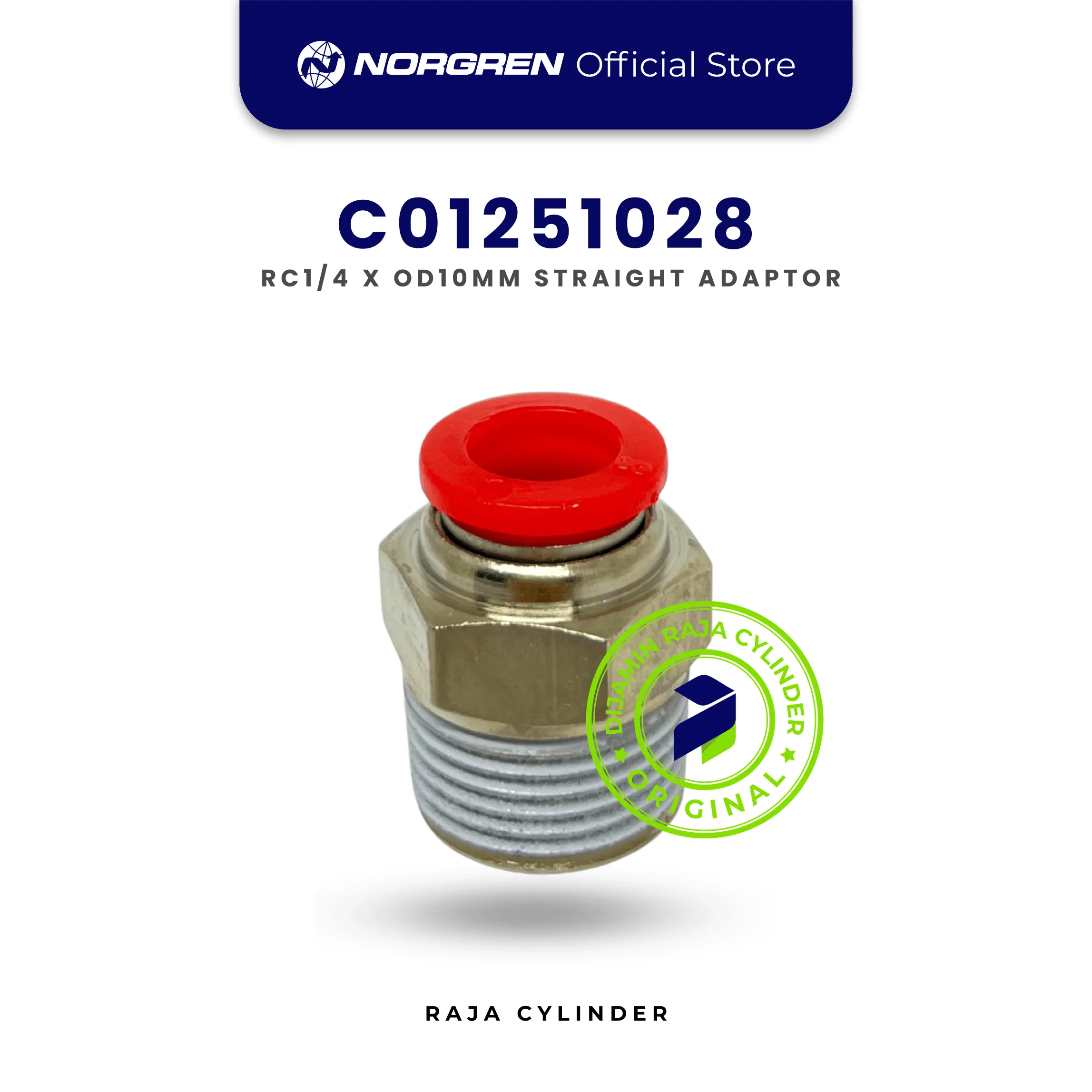 C01251028 Pneufit C Straight Adaptor R1/4 10mm | Push-In Fitting Norgren