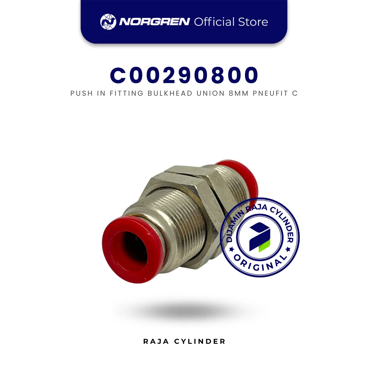 NORGREN C00290800 Pneufit C, Bulkhead union M16, Straight, 8mm, Push-in Fitting Original