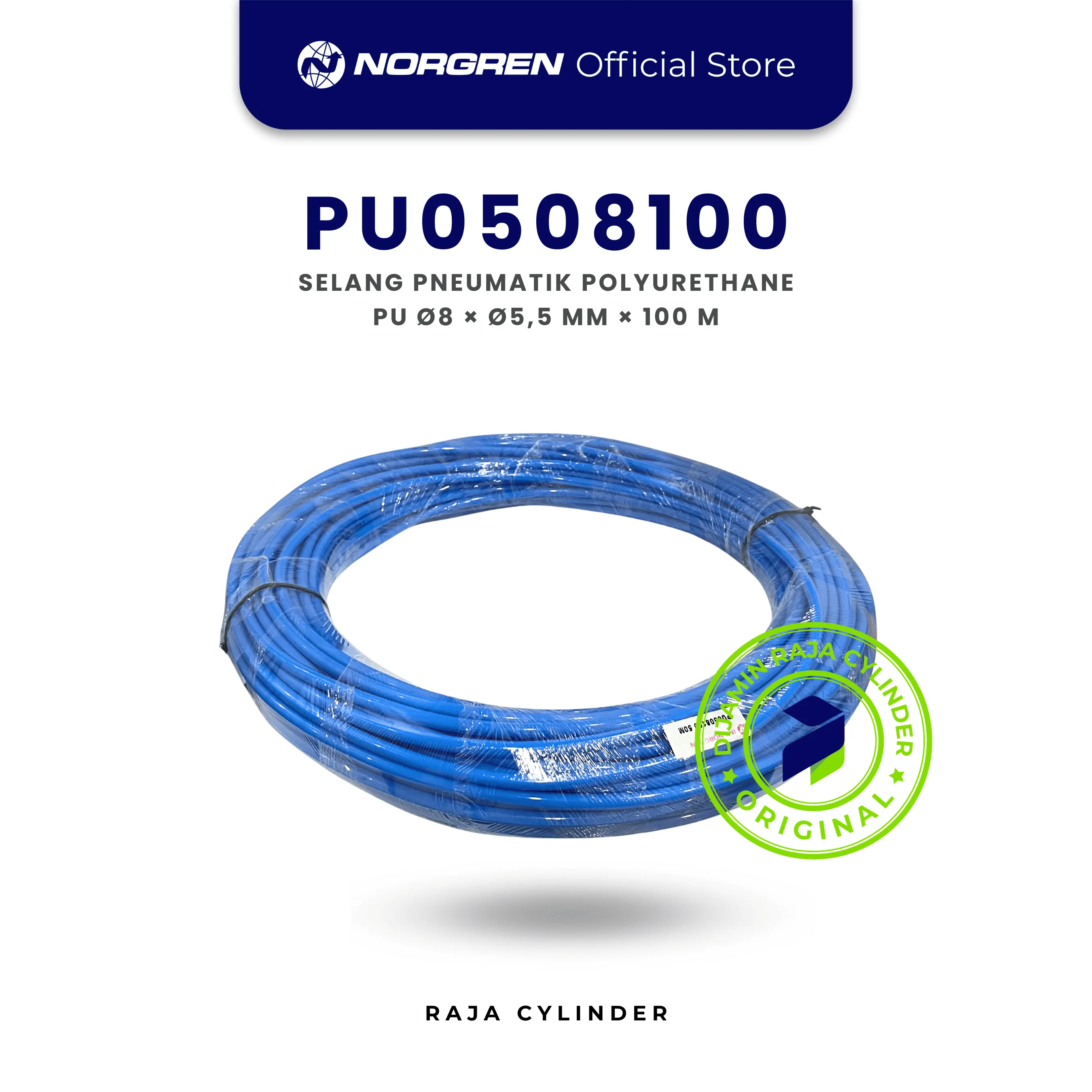 PU2-0508100 Polyurethane Tube 8mm x 5.5mm 100m Biru | Selang PU Pneumatic Fleksibel