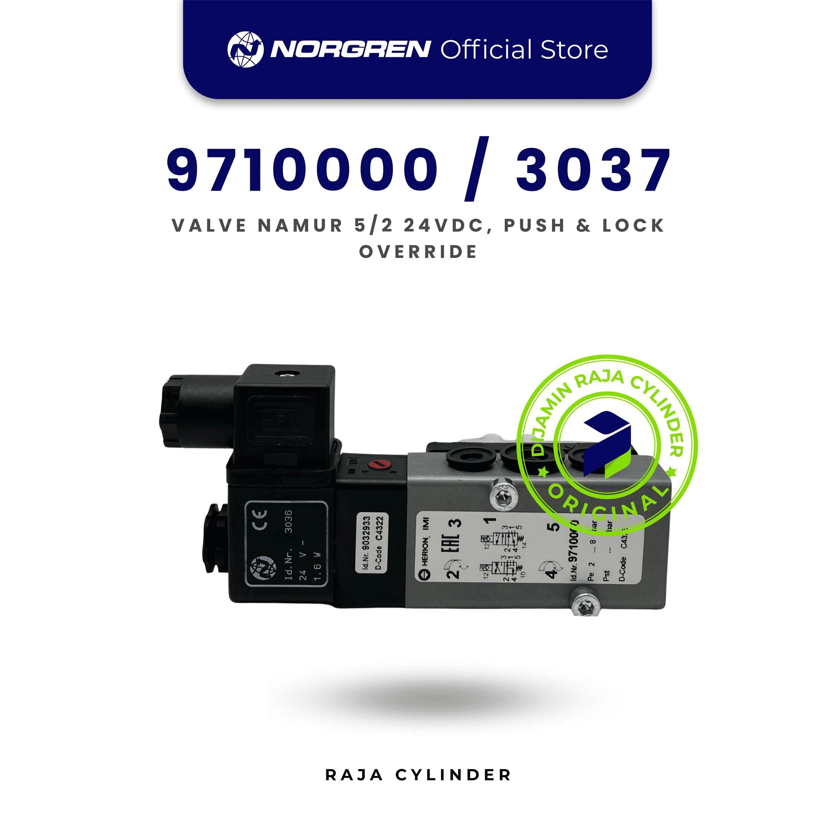 9710000.3037.02400 5/2 Spool Valve Pneumatic Norgren | Solenoid Valve Industri Seri 97100